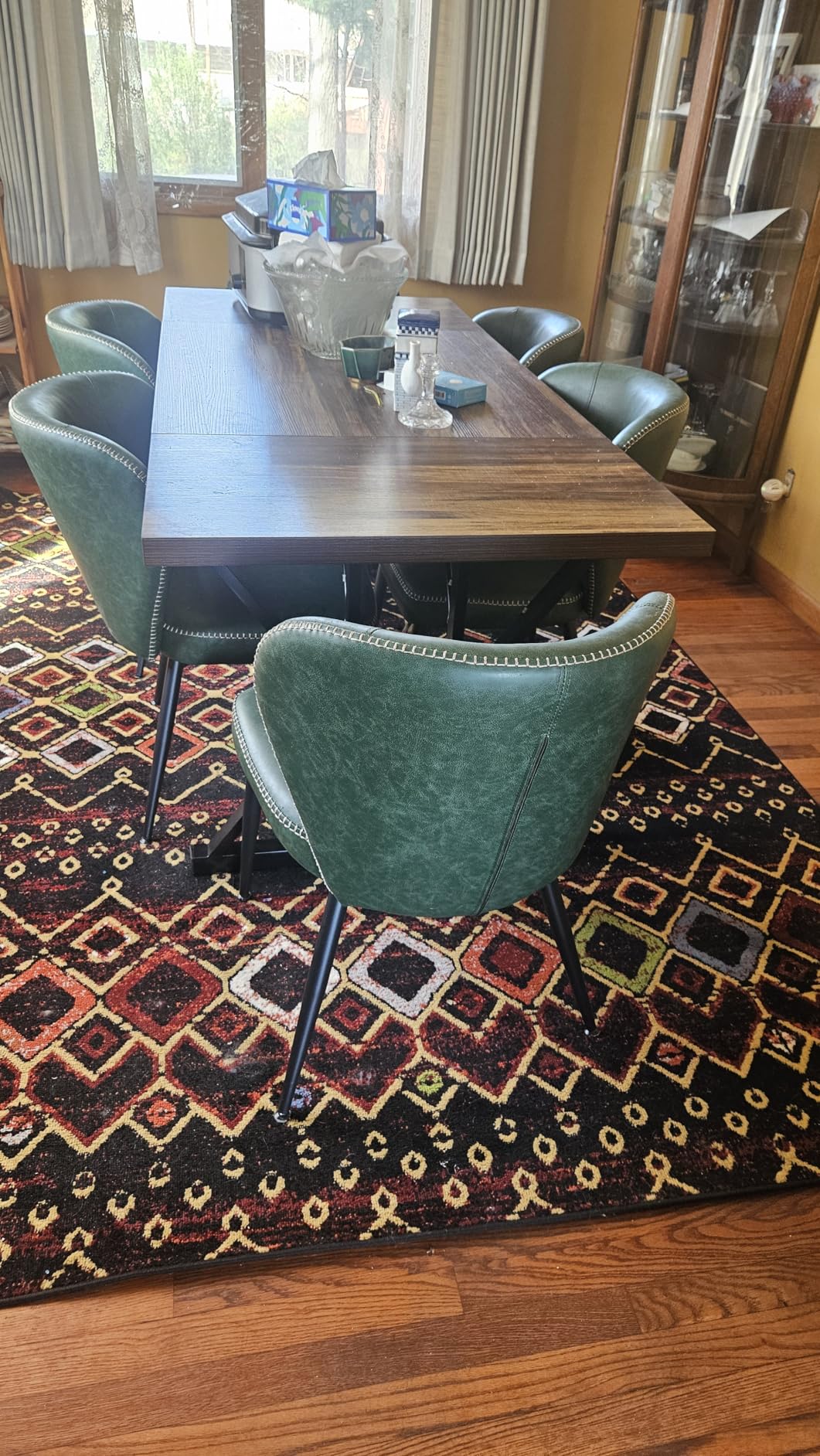 VASAGLE EKHO Collection - Dining Chairs Set of 2, Upholstered Kitchen Chairs, Comfortable Seat, Synthetic Leather with Stitching, Mid-Century Modern, Caramel Brown customer photo 2