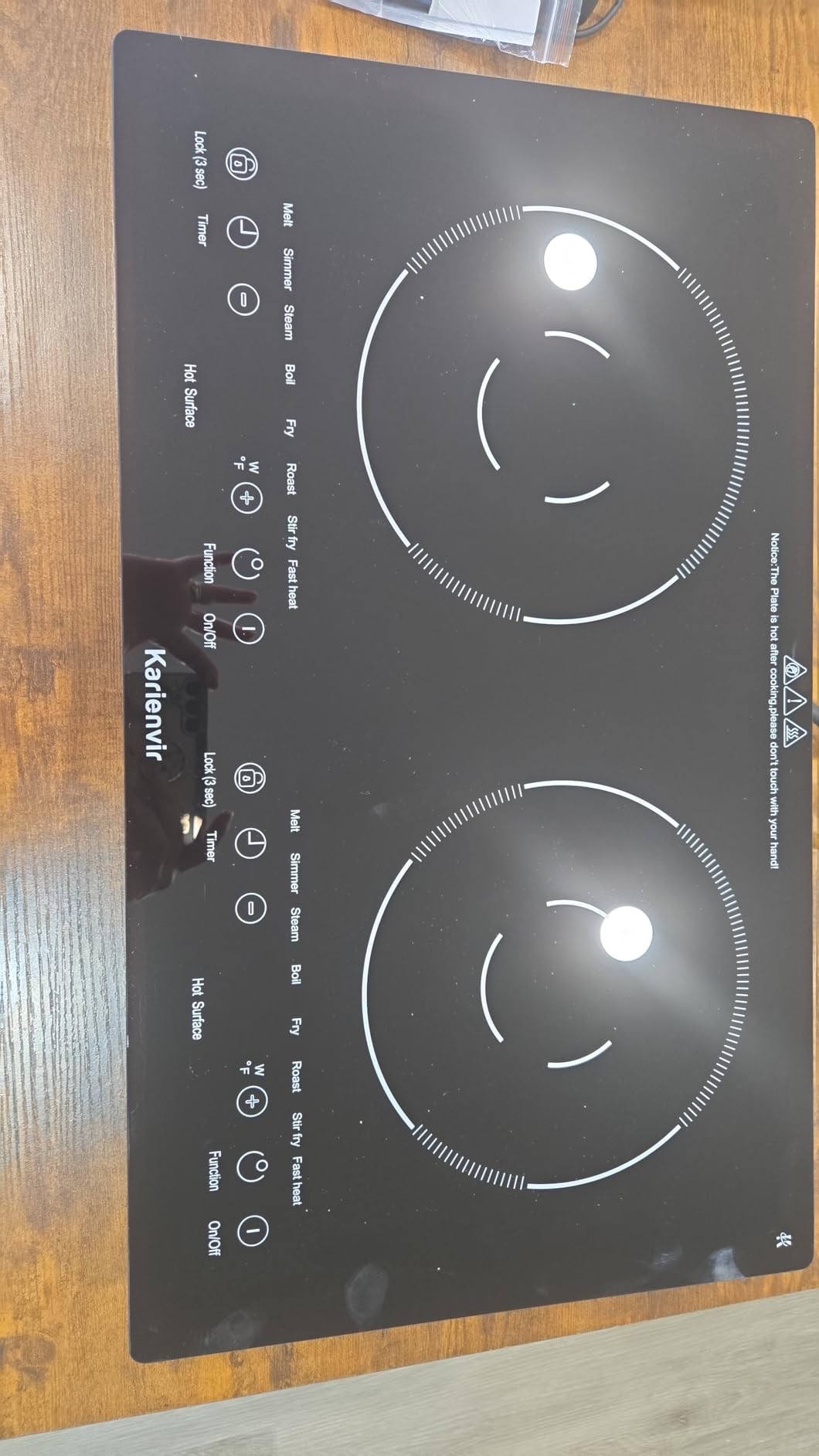 2 Burner Electric Cooktop 110v, 2000W Electric Stove Top Countertop & Built-in, Plug-in Electrics Cooktop 24 Inch, 8 Power Levels & 8 Functions, Touch Control, Safety Lock, Timer, Karienvir customer photo 2