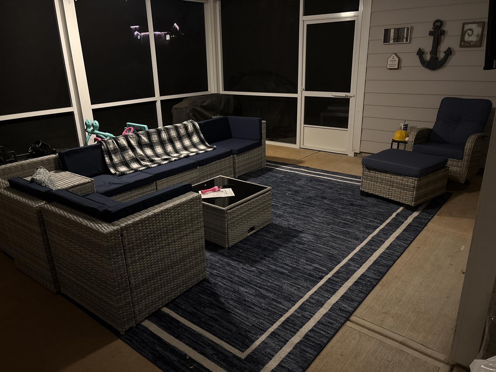 KROFEM 8-Piece Patio Furniture Set, Outdoor Wicker Rattan Sectional with Thick Cushions, Glass Top Table with Hidden Storage, Outdoor Conversation Set for Backyard, Porch, Patio, Black customer photo 1