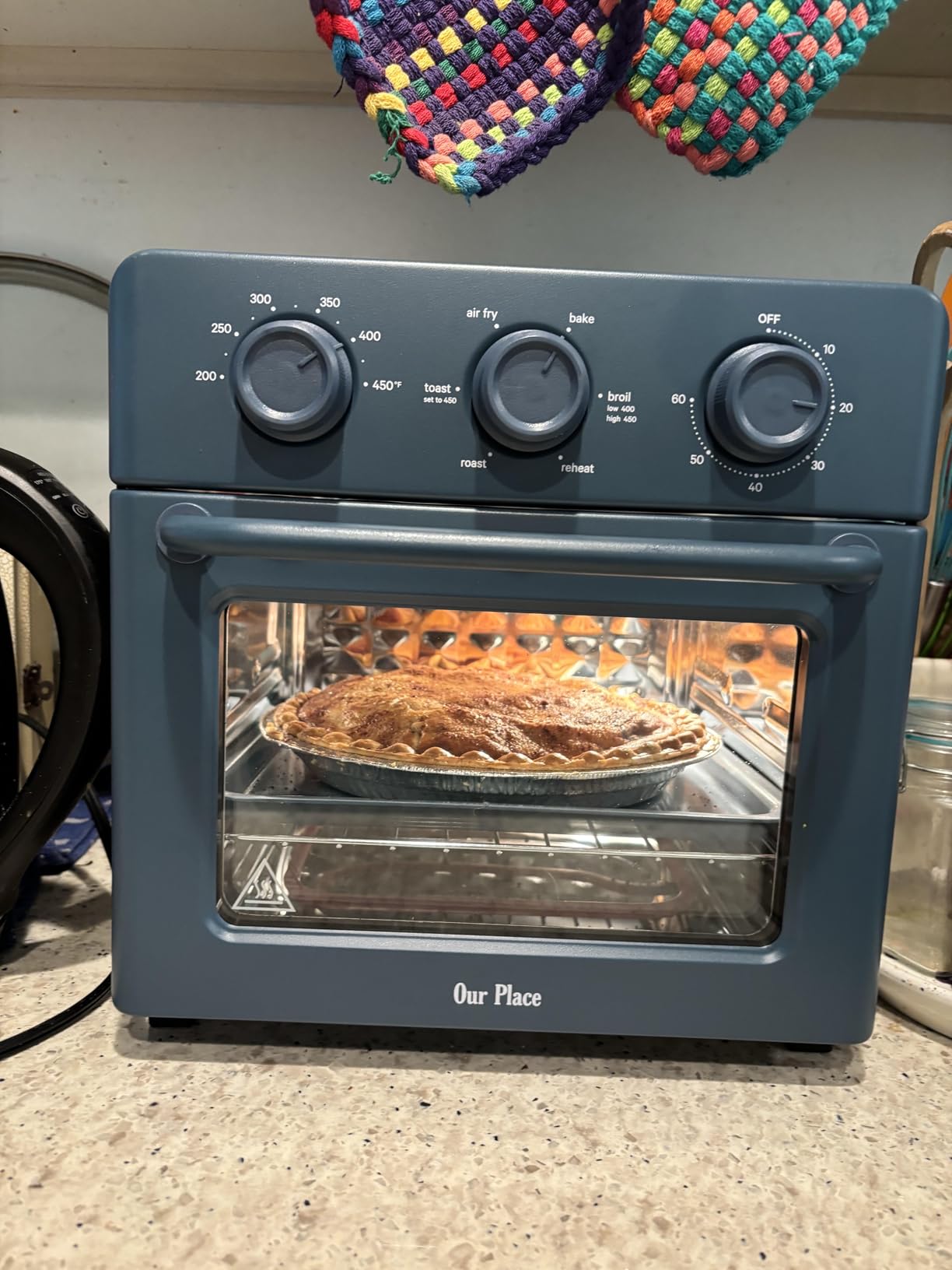 Our Place Wonder Oven | 6-in-1 Stainless Steel Air Fryer Toaster Oven Combo with Basket, Rack, Pan & Tray | Compact 13 QT Countertop Capacity - Toast, Roast, Bake, Reheat, Broil & Steam | Char customer photo 1