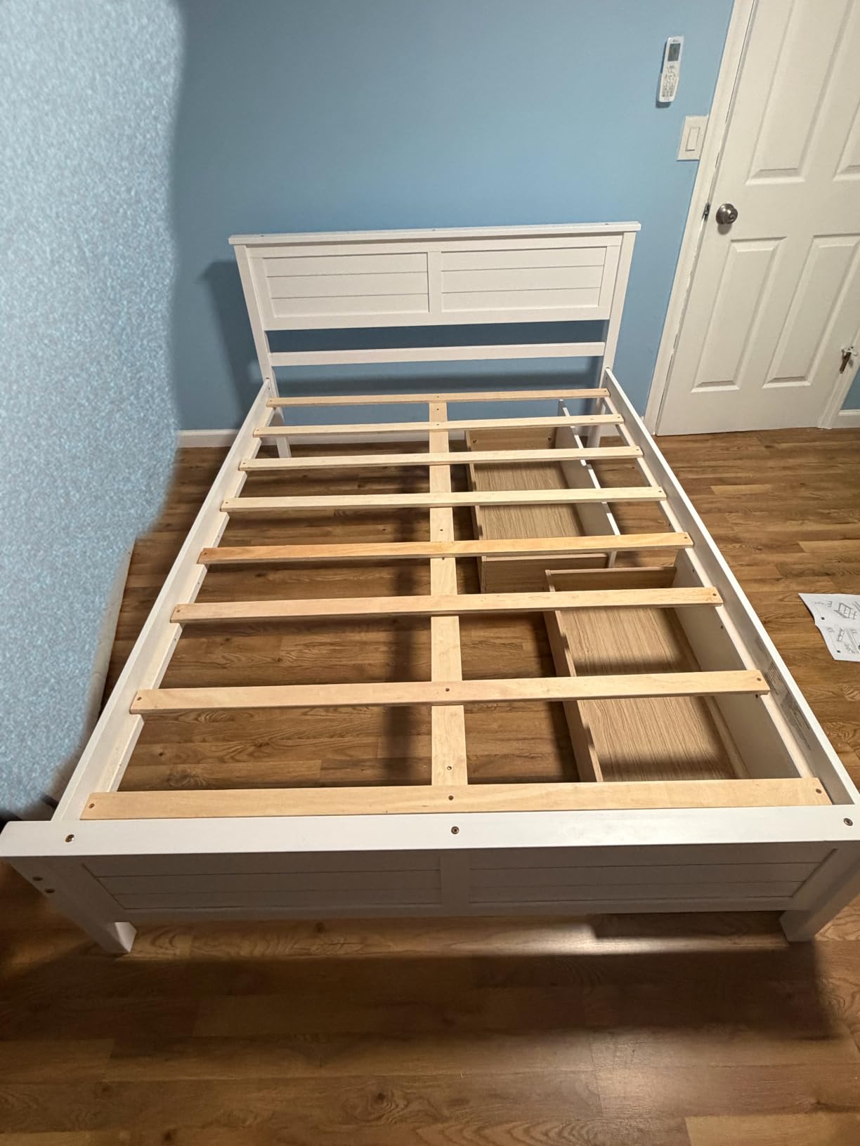 Giantex Wood Full Size Bed Frame with 2 Storage Drawers, Solid Wood Platform Bed with Headboard, Wooden Slats Mattress Foundation, No Spring Needed, Full Bed Frame for Kids, Teens, Adults, White customer photo 1