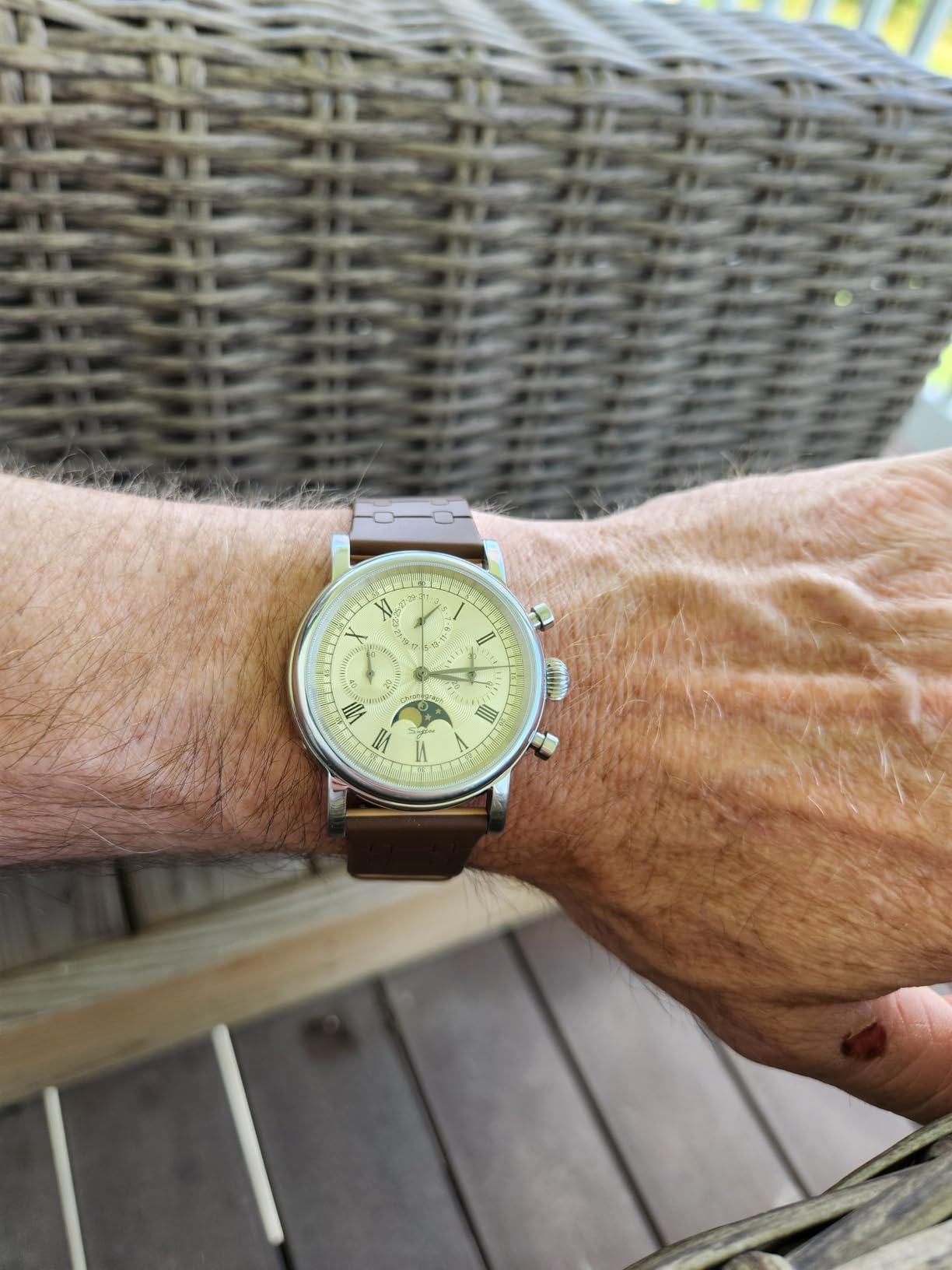 MoonPhase Master SUM199BX Gold Swan Neck 40mm ST1908 Mechanical Chronograph Mens Wrist Watch Seagull 1963 customer photo 1