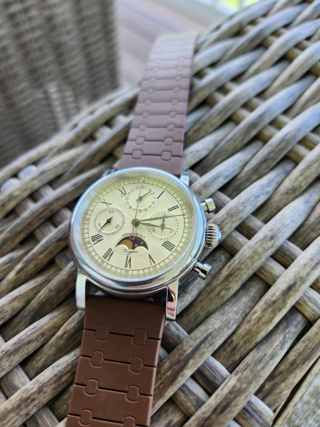 MoonPhase Master SUM199BX Gold Swan Neck 40mm ST1908 Mechanical Chronograph Mens Wrist Watch Seagull 1963 customer photo 2