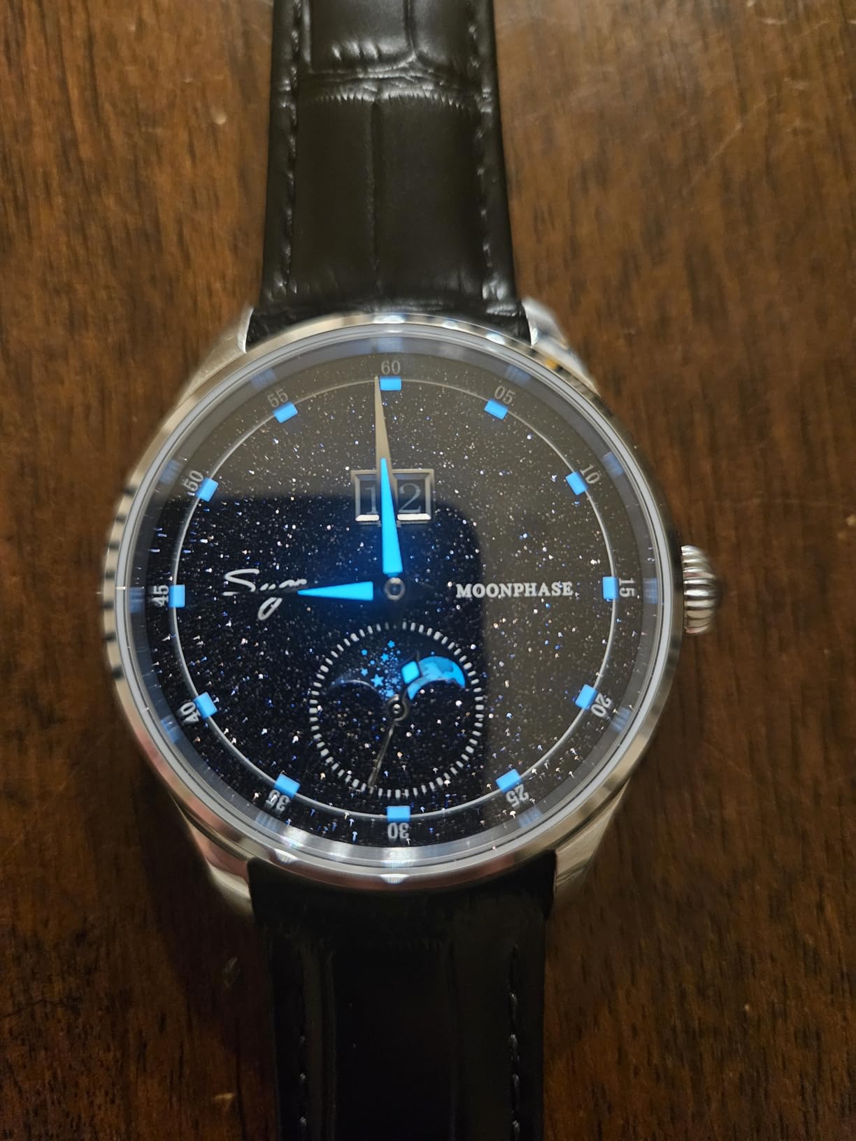 MoonPhase Master 41mm SU2528STRA V3 BlueGold Stone Dial ST2528 Automatic Mechanical Mens Wrist Watch Seagull 1963 customer photo 2