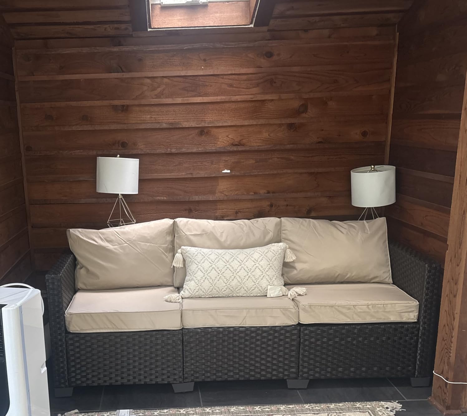 Rattan Star Outdoor Furniture Couch 3 Seater Sofa Outdoor Brown Wicker Sofa Deep Seat High Backrest Patio Couch with Non-Slip Cushions Waterproof Cover, Khaki customer photo 2