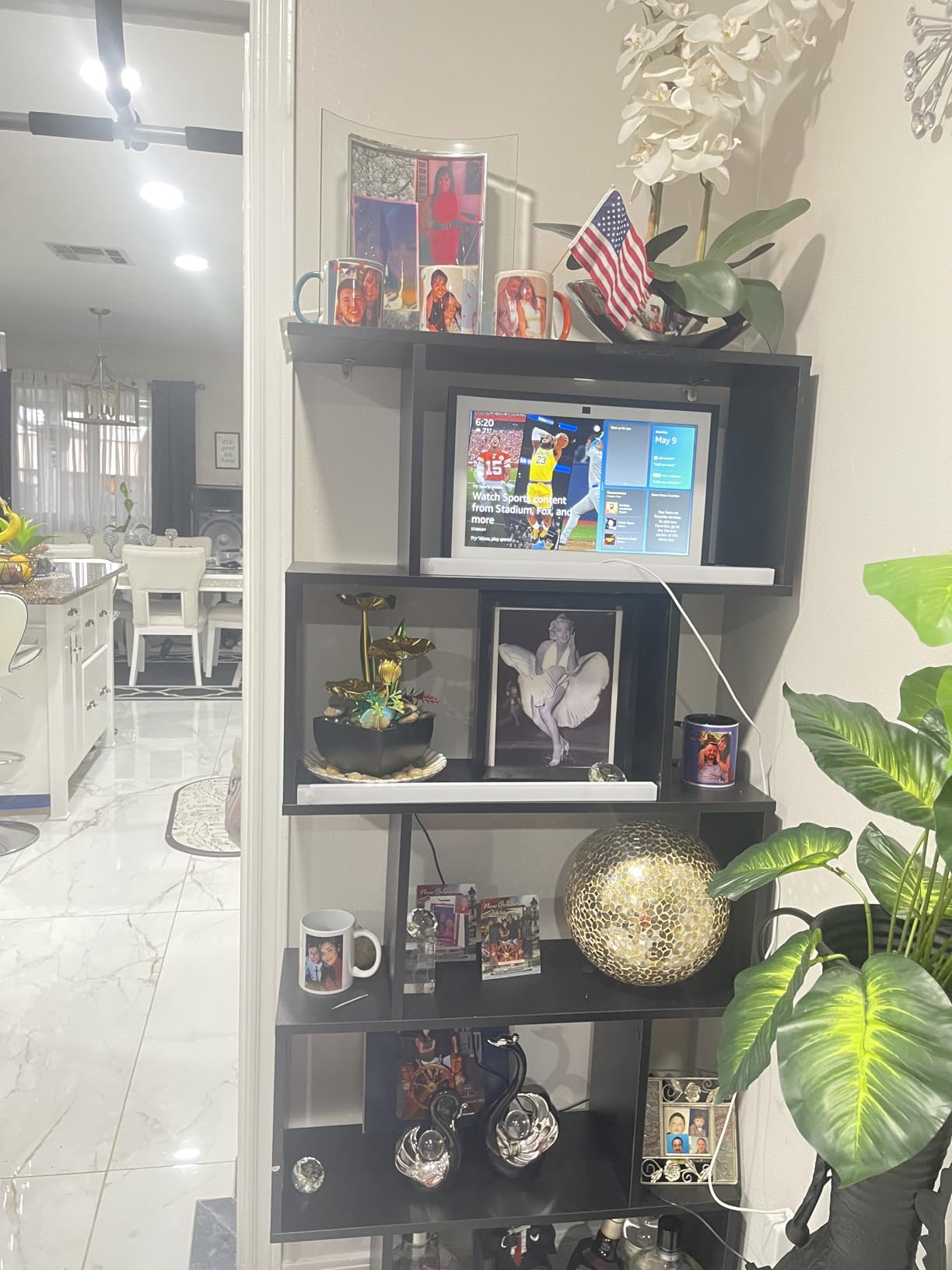 5 Tier Geometric Bookcase, S Shaped Bookshelf, Modern Decorative Storage Shelving, Wooden Room Divider Bookcase, 62.5