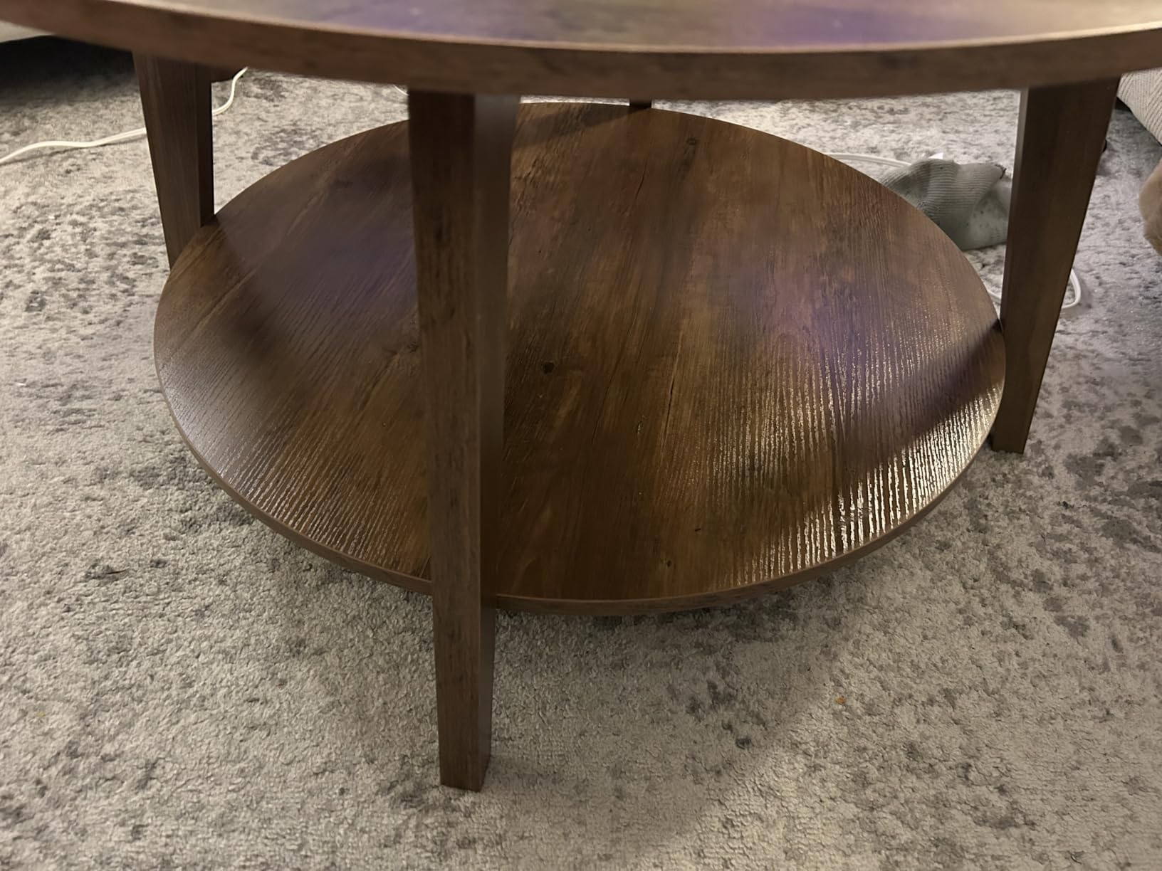 VASAGLE MAEZO Collection - Round Coffee Table, 2-Tier Center Table with Storage, Tapered Legs, Curved Transitions, 31.5 Dia. x 17.7 H Inches, Easy Assembly, for Living Room, Honey Brown ULCT243K41 customer photo 2
