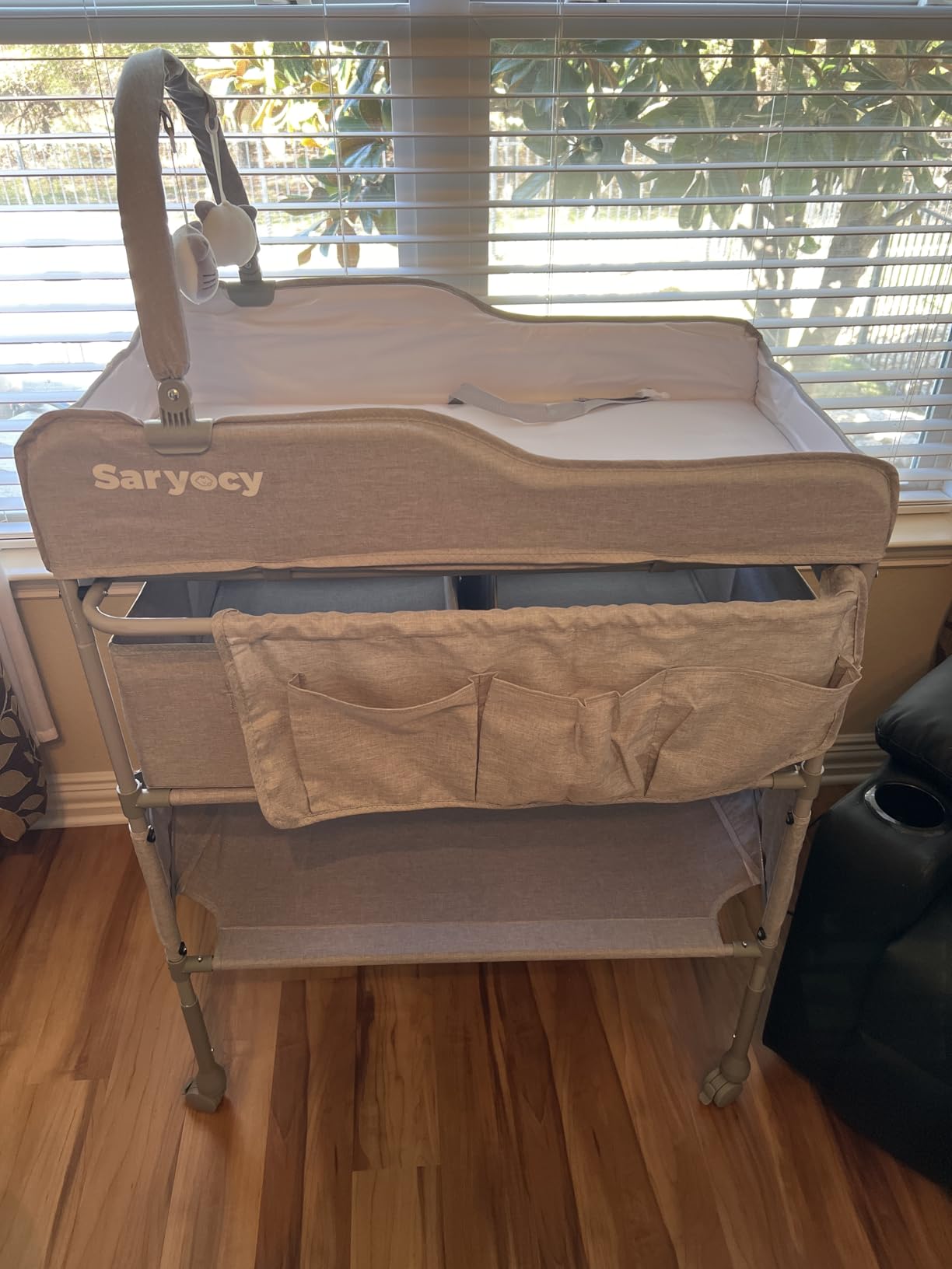 Baby Changing Table, Versatile Folding Changing Table, Waterproof Diaper Changing Station, Adjustable Height with 2 Drawers, Baby Changing Station, Mobile Nursery for Infant and Newborn customer photo 2