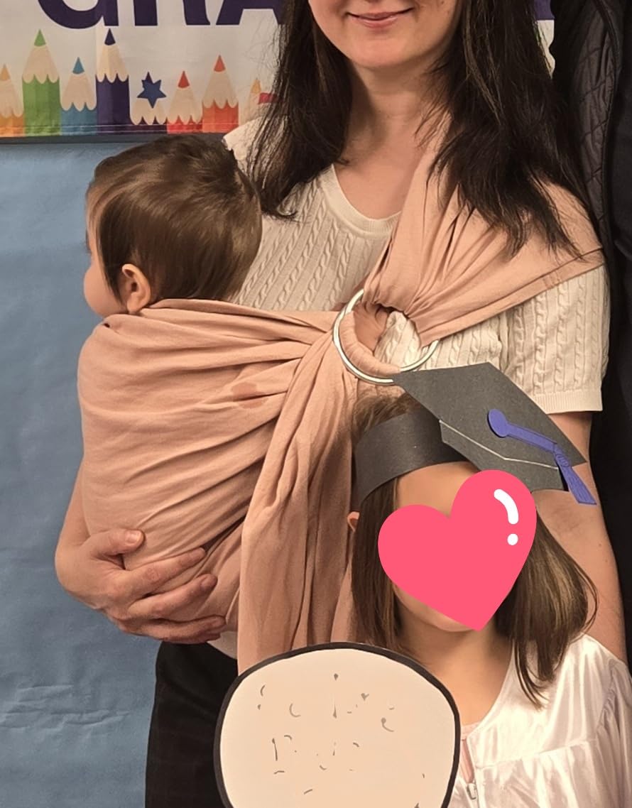 Boba Ring Sling Baby Carrier for Newborn to Toddler - Lightweight Breathable Bamboo & Linen Baby Sling for Summer, Ergonomic Hip-Healthy Front & Hip Carry, One Size Fits All, 8-35 lbs (Linen Peony) customer photo 1