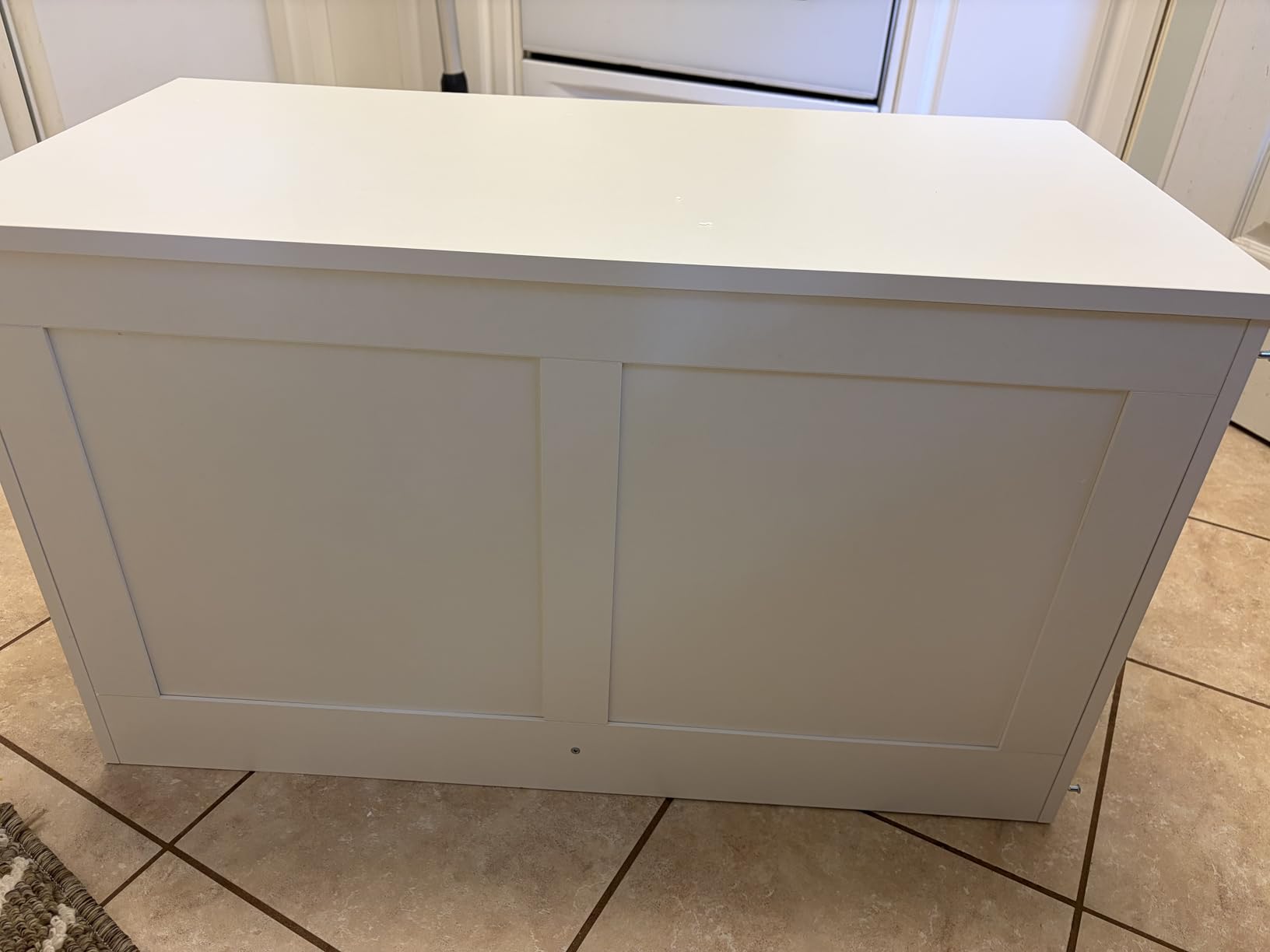 VASAGLE Storage Chest, Storage Trunk with 2 Safety Hinges, Storage Bench, Shoe Bench, Farmhouse Style, 15.7 x 39.4 x 18.3 Inches, for Entryway, Bedroom, Living Room, Cloud White ULSB164W01 customer photo 2