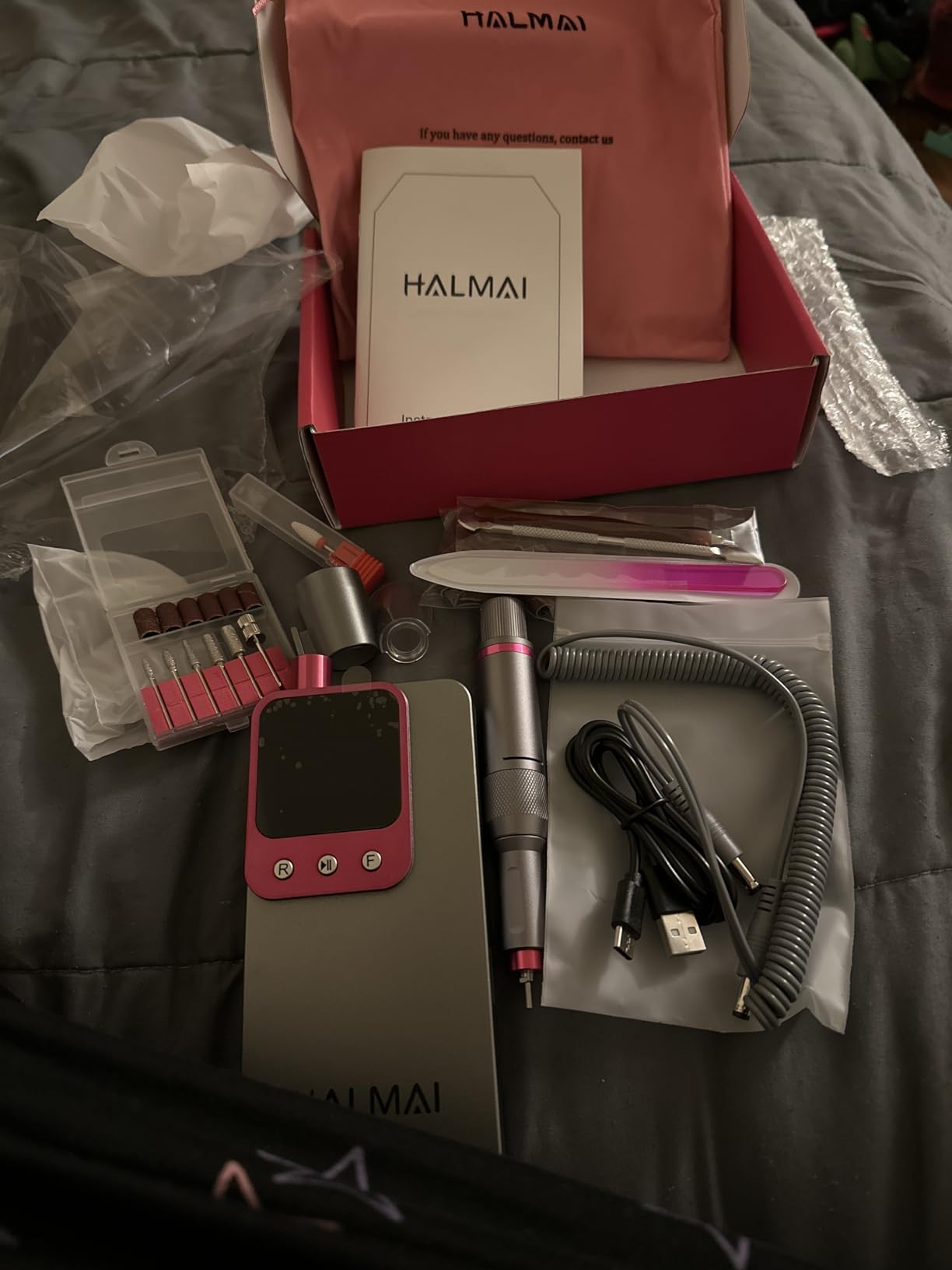 Electric Nail Drill Professional, Portable Nail File for Acrylic Gel Nails, Cordless Rechargeable Ultra Power Nail Drill Kit 40000RPM, HMC320 Salon-Grade Efile Nail Machine (Dark Grey) customer photo 2