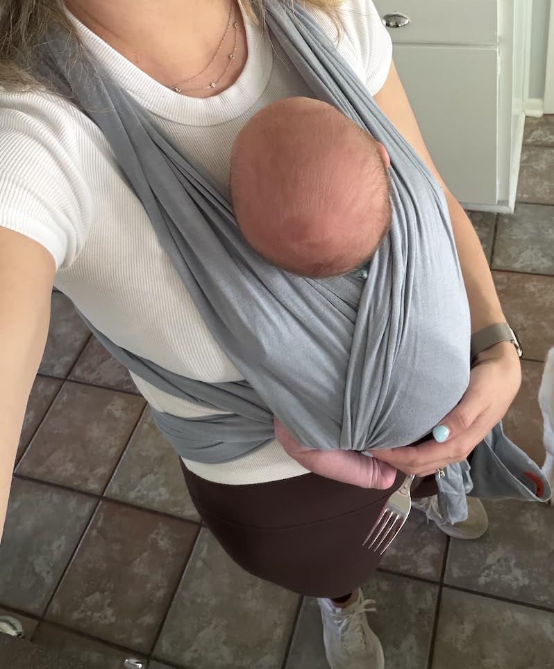 Solly Baby Wrap, Buttery-Soft Baby Carrier Newborn to Toddler 8-25 Lbs., Lightweight & Hands-Free Infant Sling Wrap, Breathable Summer Carrier, Baby Wearing & Postpartum Essential, New Mom Gift, Basil customer photo 1