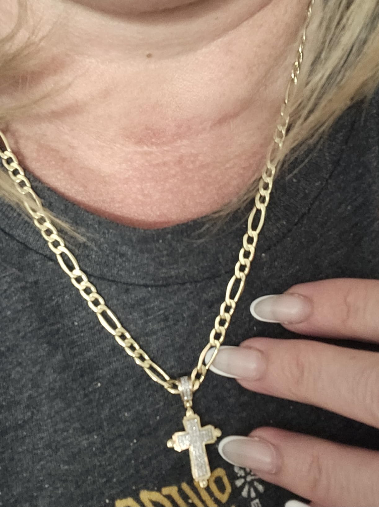 14K Real Yellow Gold Figaro Link Chain Necklace 16