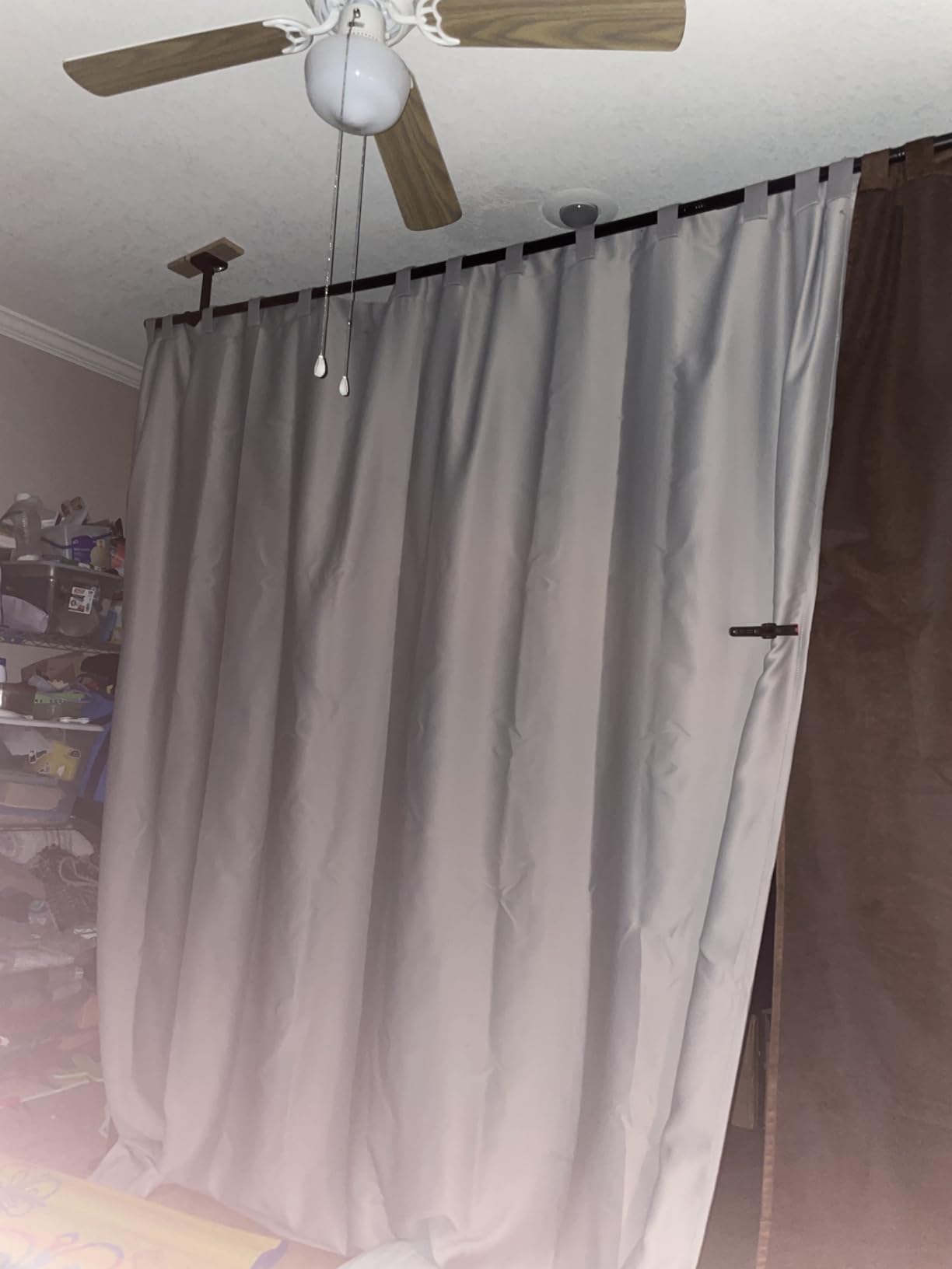 SUNALLY Room Divider Curtain Rod, No Drilling Room Separator for Space Partition Adjustable 4-10ft(H) 28-70inch(W) Heavy Duty Temporary Wall Divider Floor to Ceiling Tension Rod, Black customer photo 2