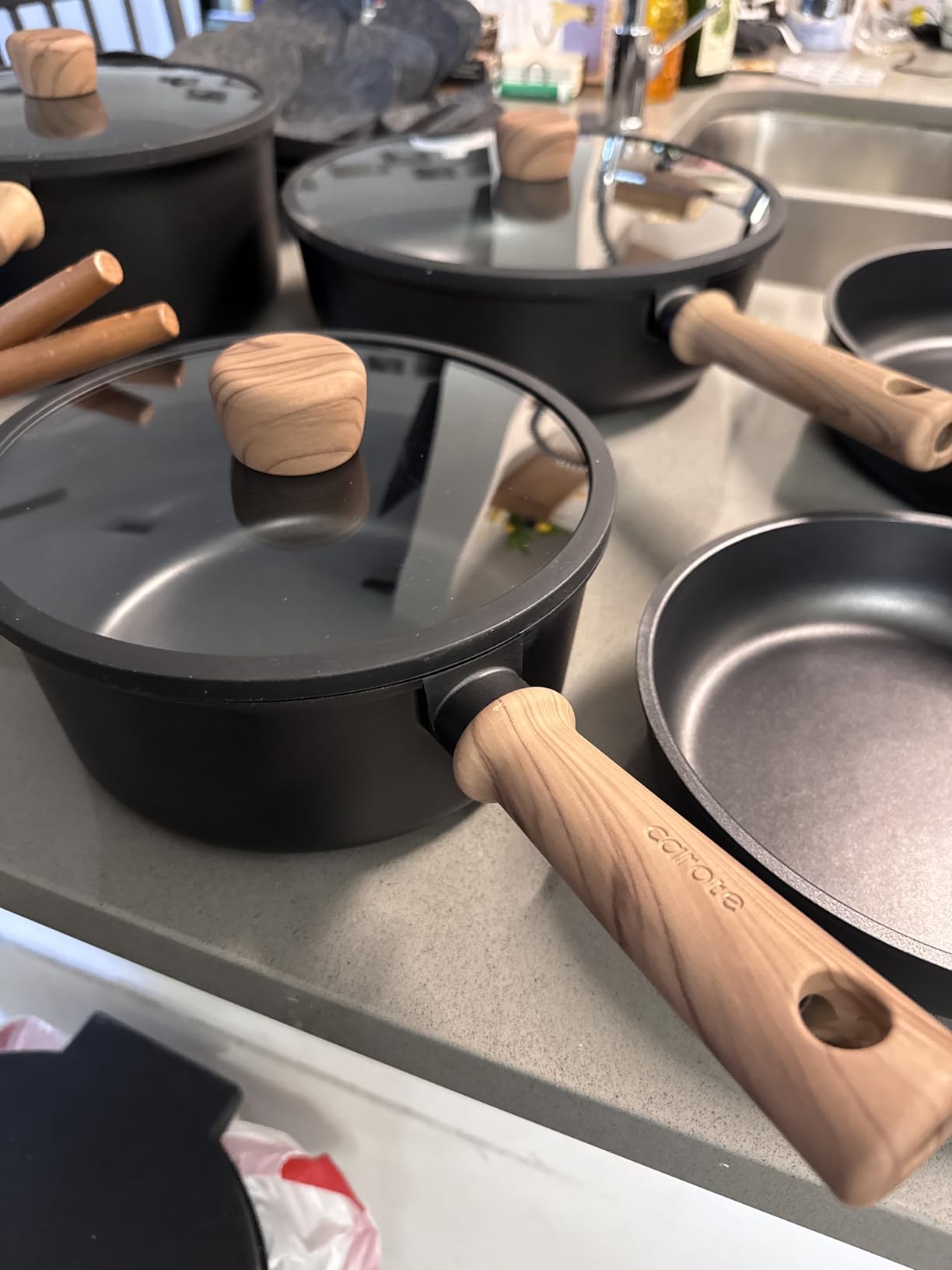CAROTE Nonstick Pots and Pans, Induction Titanium Cookware Set 16pcs Kitchen Cooking Sets, Pot and Pan Non Stick w/Frying pan (PFOS, PFOA Free) customer photo 1