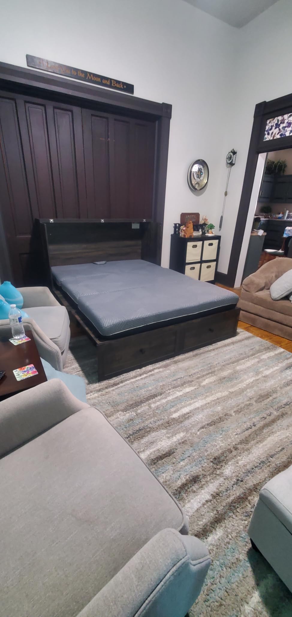 LUXOAK Full Size Murphy Bed with Charging Station, Cabinet Bed with Large Storage Drawer for Home Office or Small Room, Full Foldable Platform Bed, White customer photo 1