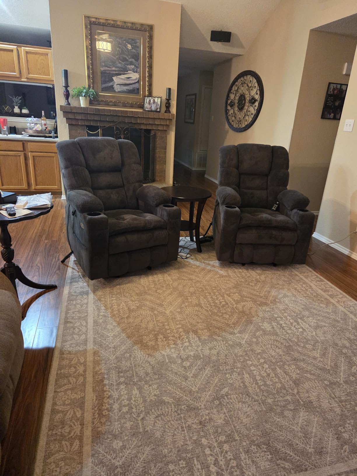 MCombo Big Man Power Lay Flat Lift Chair, Oversized Triple Motor Power Lift Recliner with Massage & Dual Heating, Adjustable Headrest, Fabric R7635 (Coffee, Large-Oversize) customer photo 2