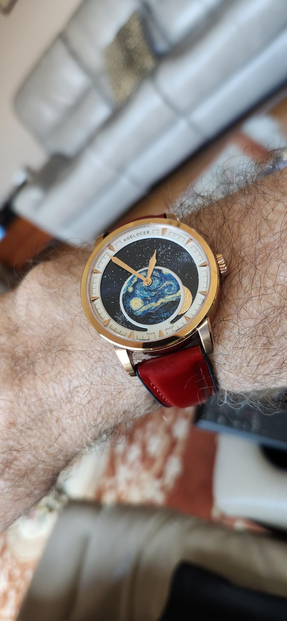 Moon Phase Watch Original Design, Automatic Mechanical Watches for Men, Leather Strap Waterproof Dress Watch Mens Gift customer photo 2