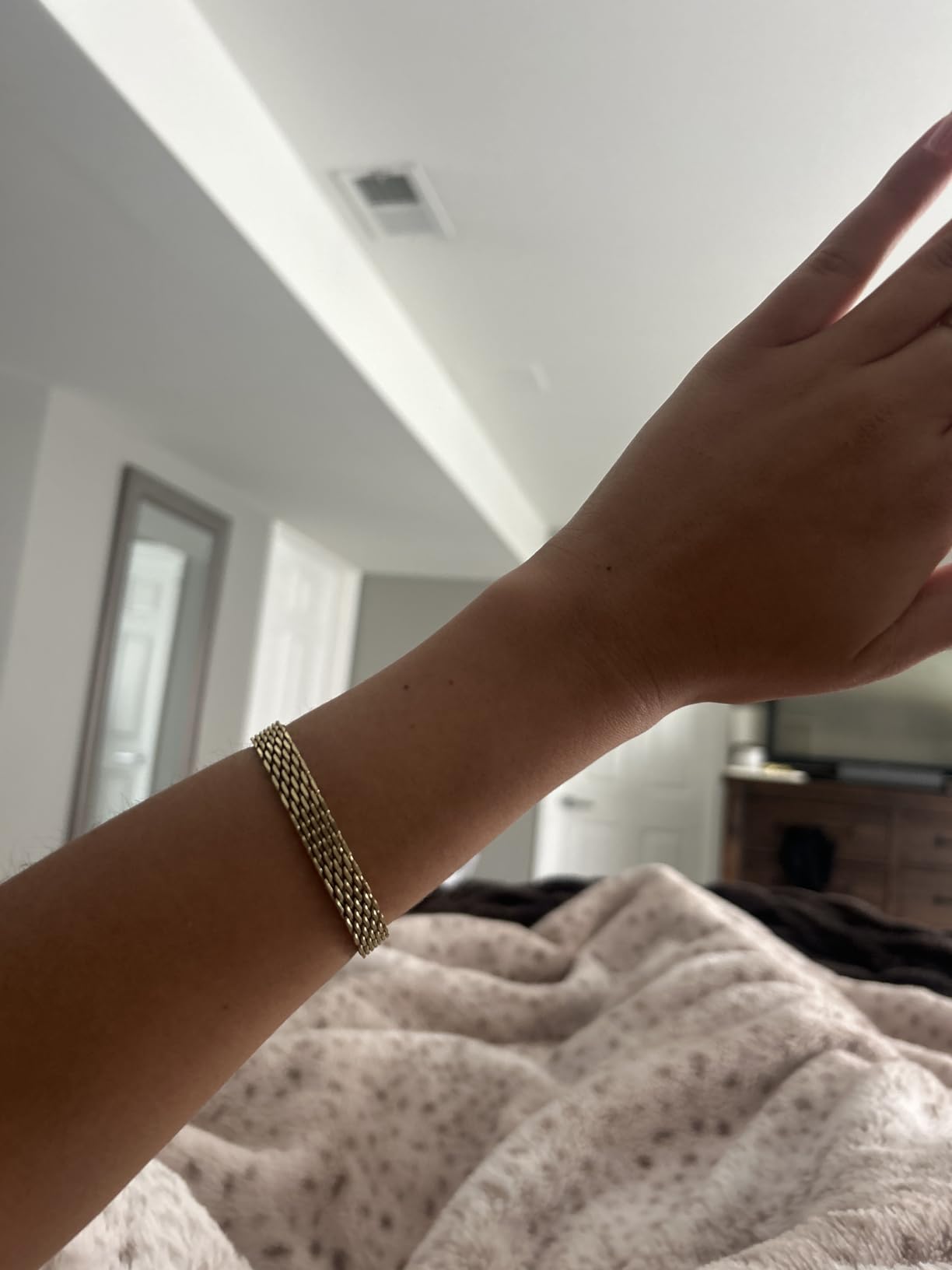 PAVOI 14K Gold Plated Chunky Chain Adjustable Bracelet for Women | Stainless Steel Lightweight Trendy Chain Bracelet customer photo 2