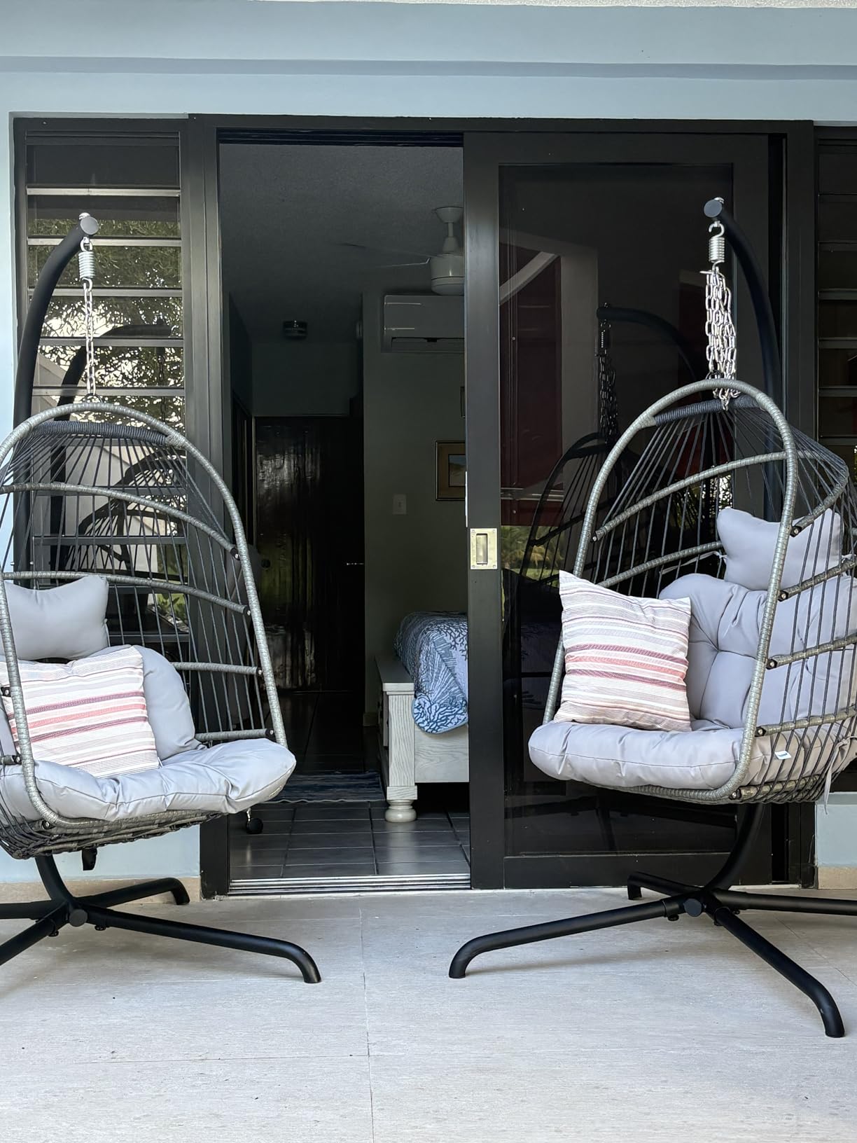 Chihee Egg Chair with Ultra Strong Stand and Cushion Foldable Wicker Rattan Hanging Chair Indoor Outdoor Patio Lounging Chair 330 lbs Capacity Balcony Porch Bedroom Garden customer photo 2