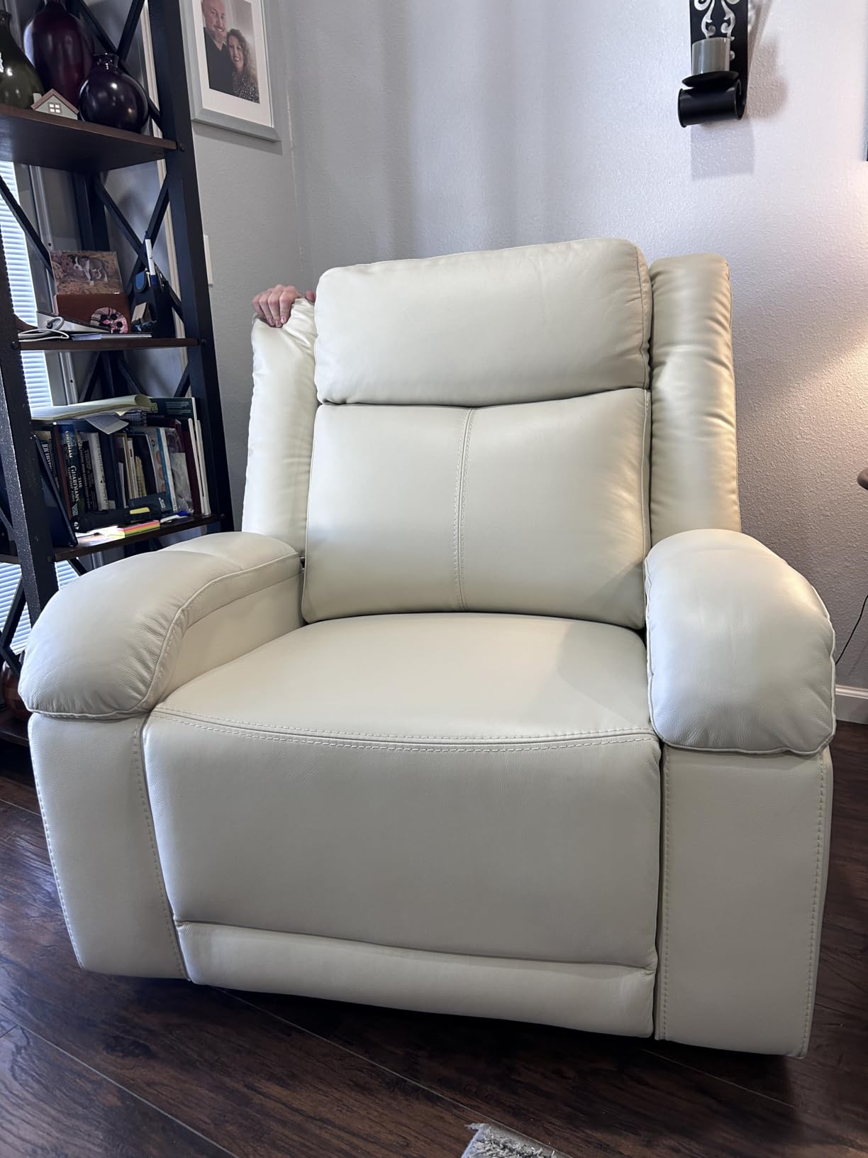 Watson & Whitely Genuine Leather Power Recliner Chairs for Adults, Wall Hugger RV Recliner with Power Headrest & Charging Ports, Electric Recliner Sofa Chair for Living Room, Grey customer photo 2