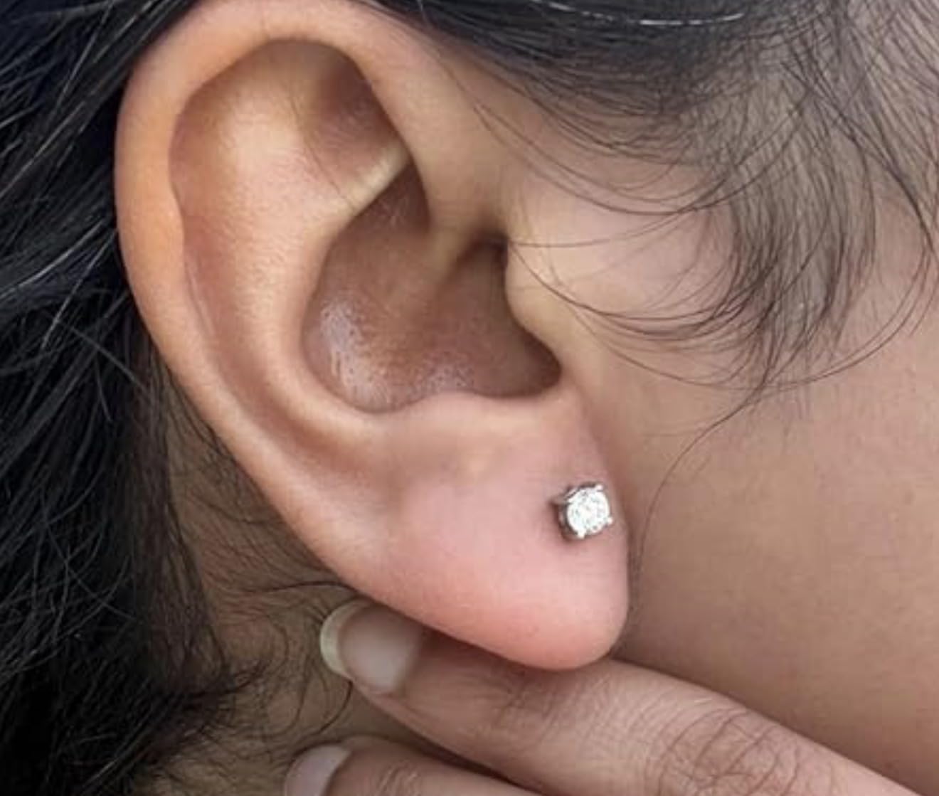 Shop LC Lab Grown Diamond Stud Earrings for Women | 0.25-1 Carat | G-H Color SI Clarity | 925 Sterling Silver Platinum & 18K Gold Plated | Round | 4-Prong Basket | Push Back | Fine Jewelry customer photo 1
