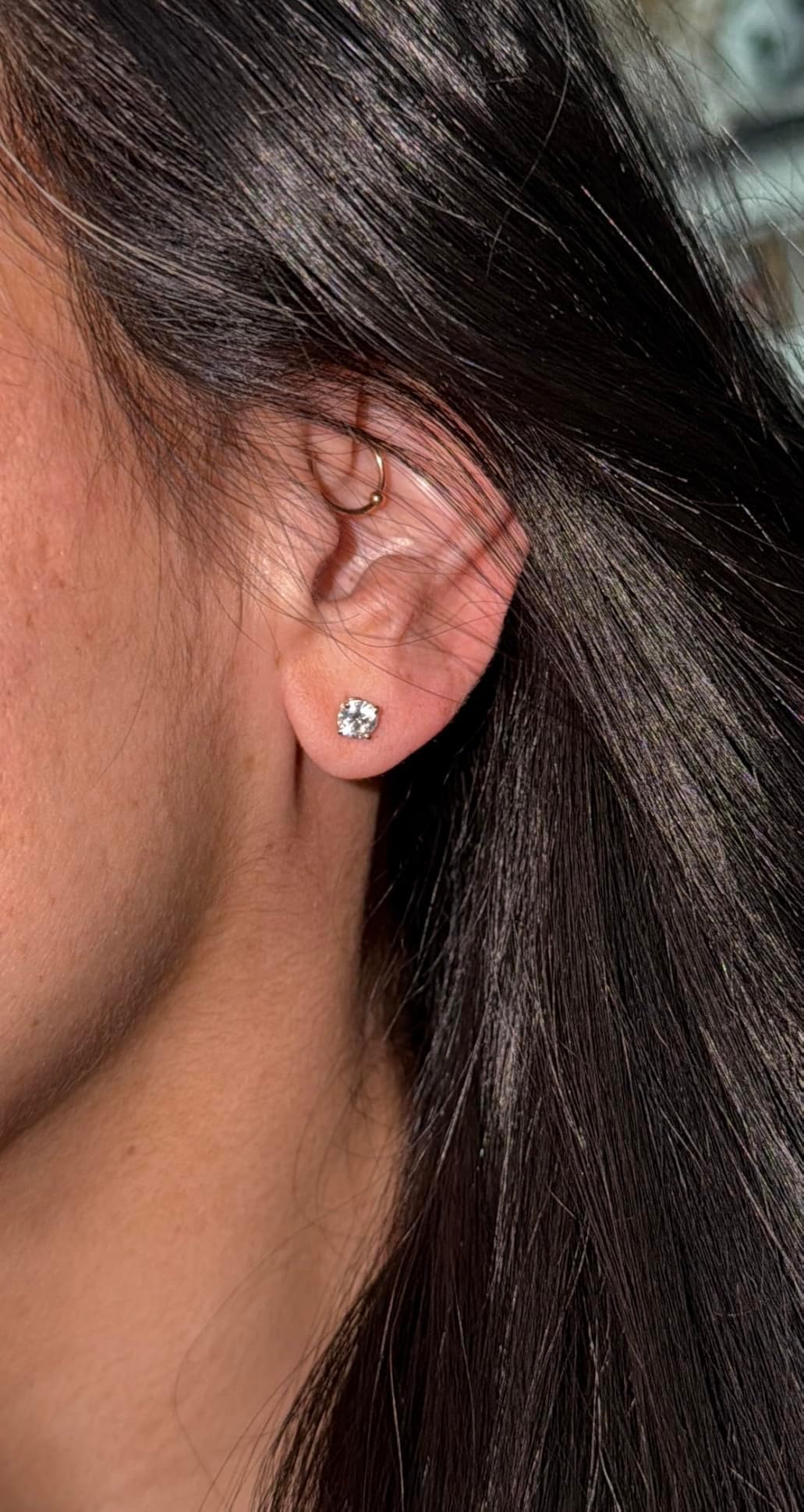 Shop LC Lab Grown Diamond Stud Earrings for Women | 0.25-1 Carat | G-H Color SI Clarity | 925 Sterling Silver Platinum & 18K Gold Plated | Round | 4-Prong Basket | Push Back | Fine Jewelry customer photo 2