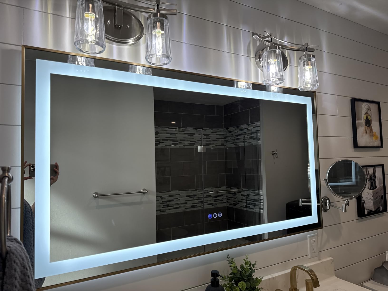 Briivue 24x32 Inch LED Bathroom Mirror with Lights, Backlit & Front Lit, Anti-Fog Lighted Bathroom Vanity Mirror for Wall, Memory Function, Dimmable, HD Tempered Glass, Shatter-Proof customer photo 1