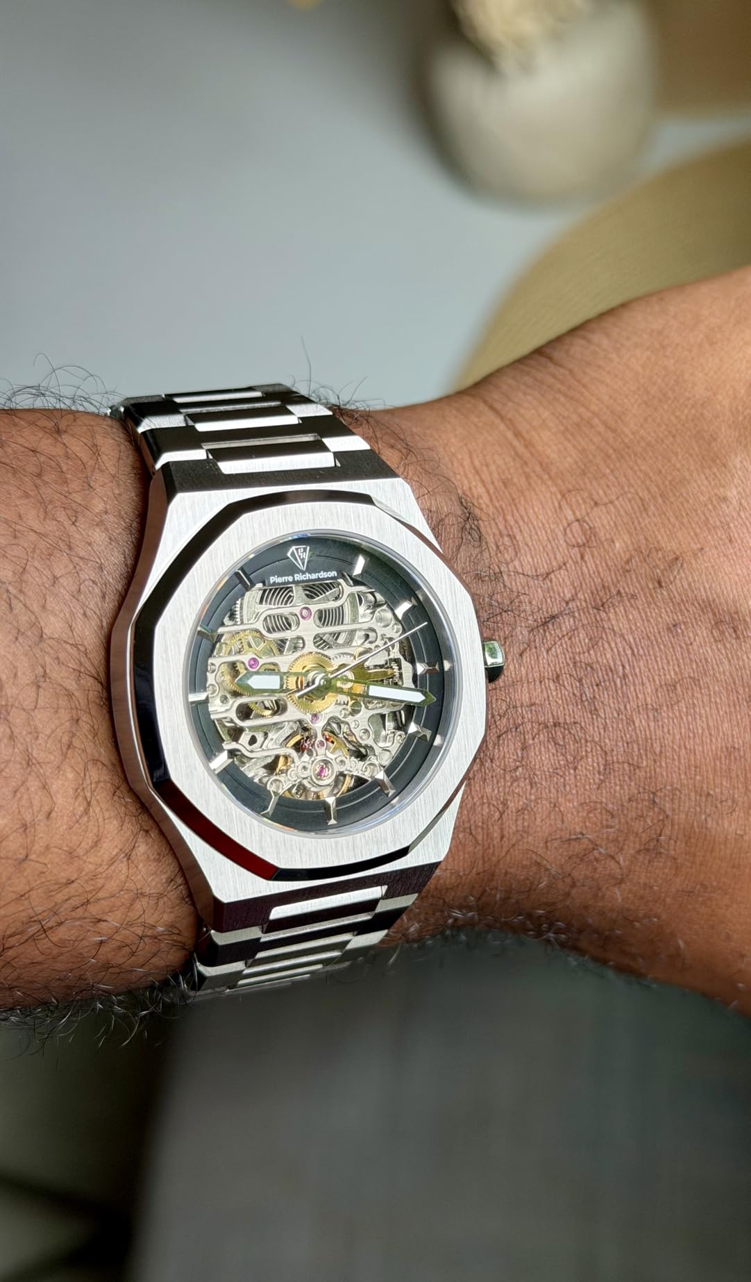 PR5721 Men's Skeleton Watch, Silver Stainless Steel, Automatic, 41mm, Sapphire, 5ATM customer photo 1