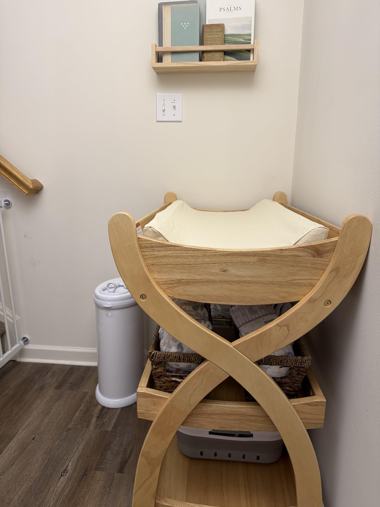 Comfy Cubs Baby Changing Table - Sturdy Wood Construction, Timeless Look Baby Change Table with Two Open Shelves for Infant Daycare Essentials Storage - Natural Wood customer photo 1