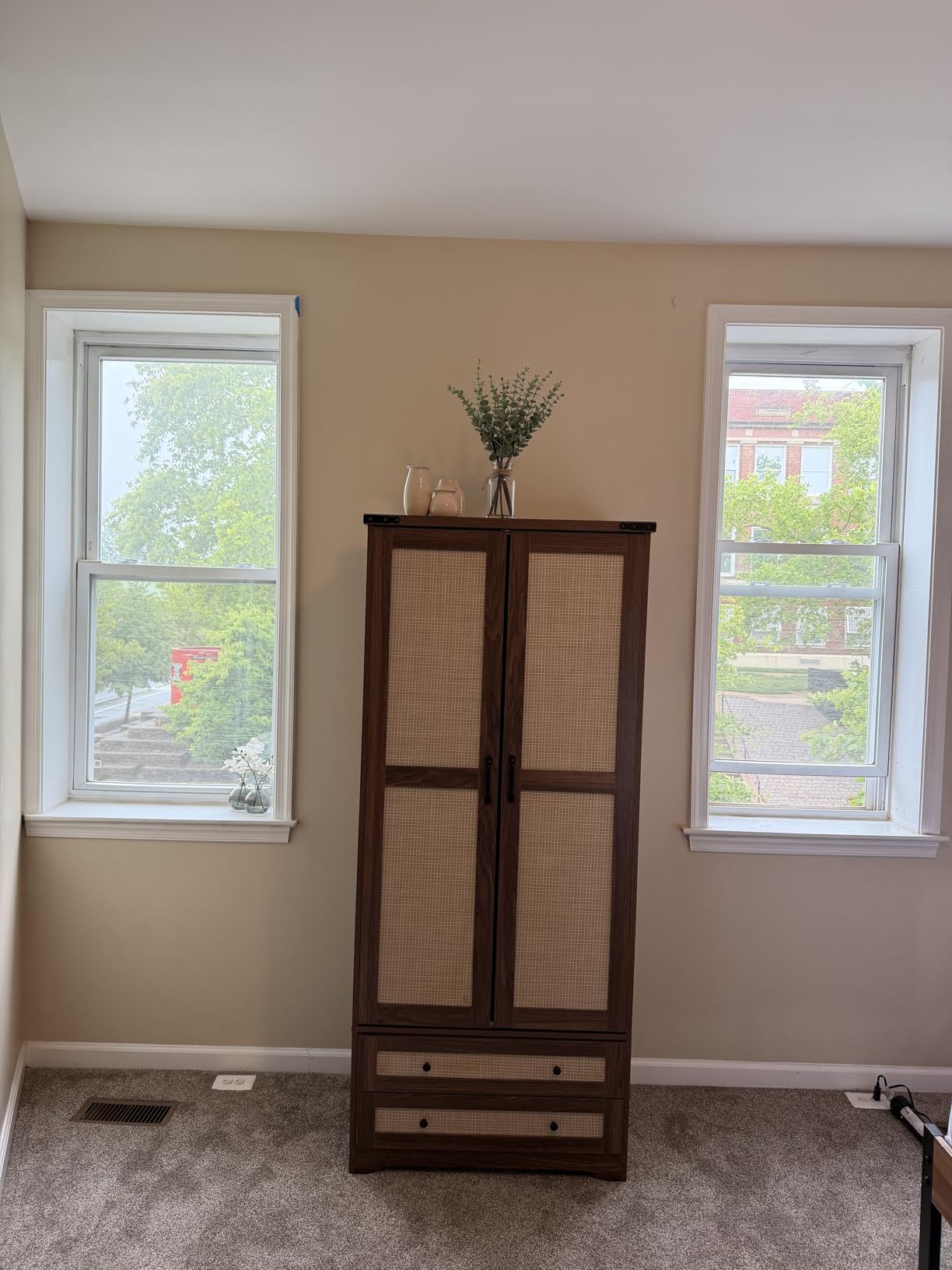 Brafab Wooden Armoire Wardrobe Closet with 2 Modern Doors, 71