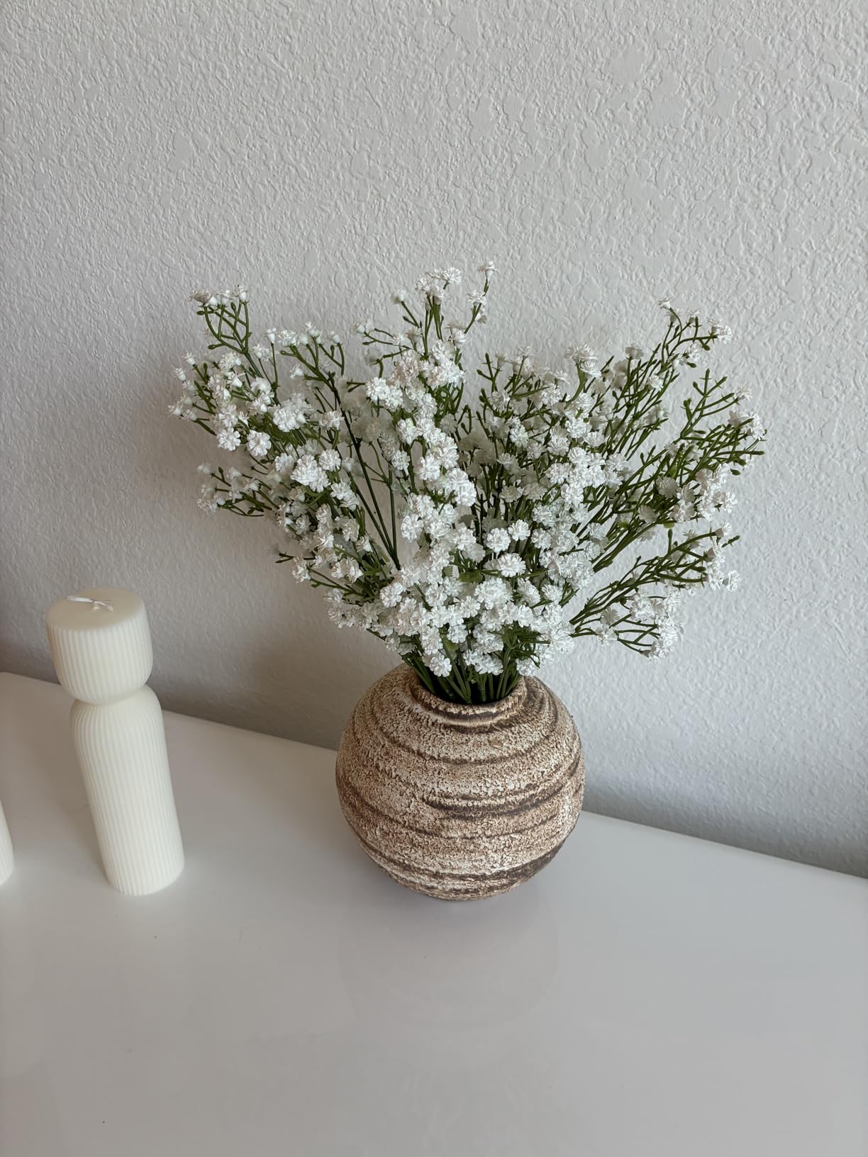 Vanselia Ceramic Flower Vase Home Decor - Farmhouse Table Vases Rustic Vintage Living Room Kitchen Bedroom Decorations for House Book Shelf Office Coffee Desk Dining Fireplace (7.4