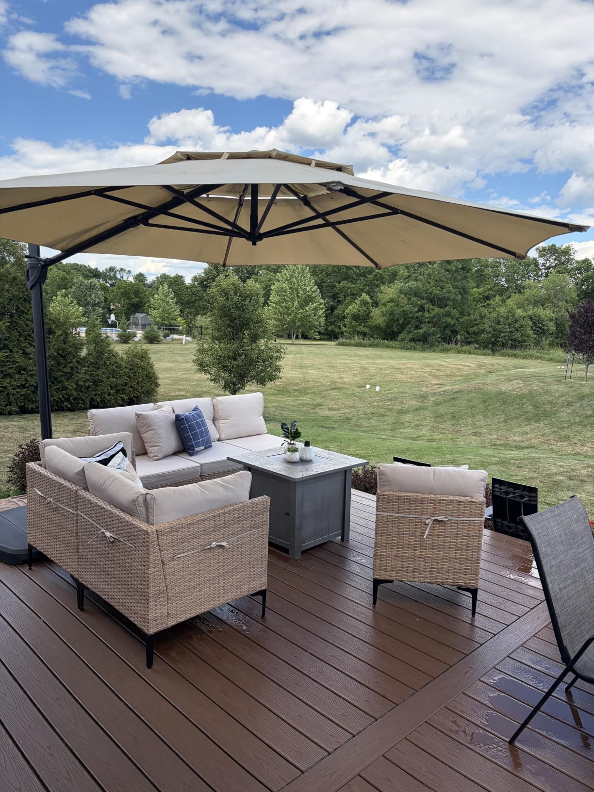 5-Piece Patio Furniture Set, Outdoor Wicker Sectional Sofa with Coffee Table, Anti-Slip & Thick All-Weather Cushions for Party, Garden, Backyard, Beige customer photo 1