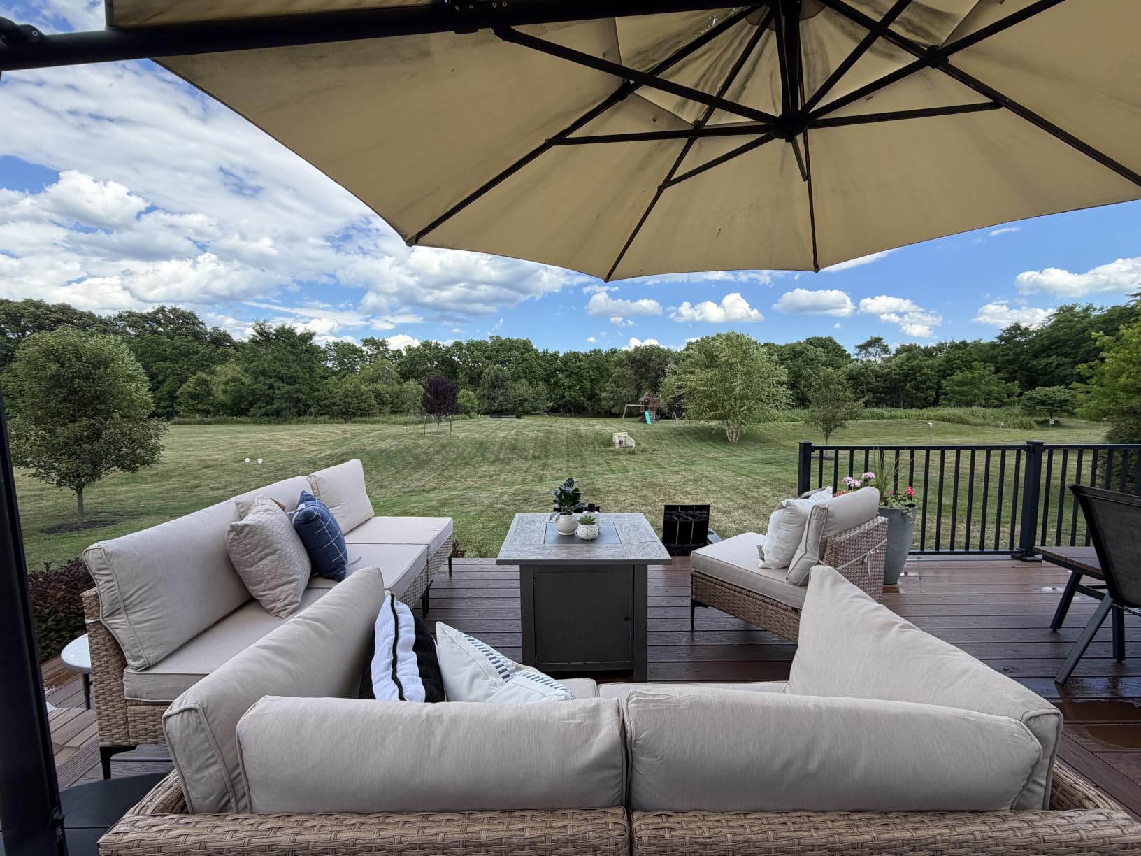5-Piece Patio Furniture Set, Outdoor Wicker Sectional Sofa with Coffee Table, Anti-Slip & Thick All-Weather Cushions for Party, Garden, Backyard, Beige customer photo 2