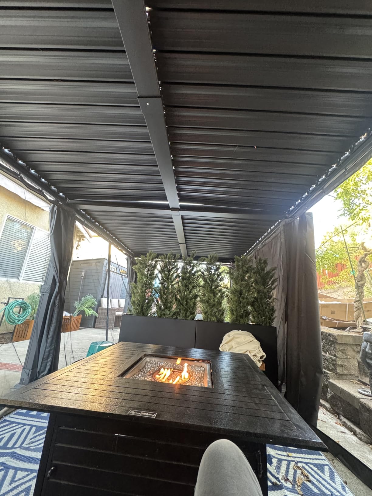Airwire 10x12 FT Louvered Pergola, Metal Outdoor Pergolas with Adjustable Roof, Hardtop Gazebo with Waterproof Curtains & Netting for Deck, Patio, and Backyard customer photo 1