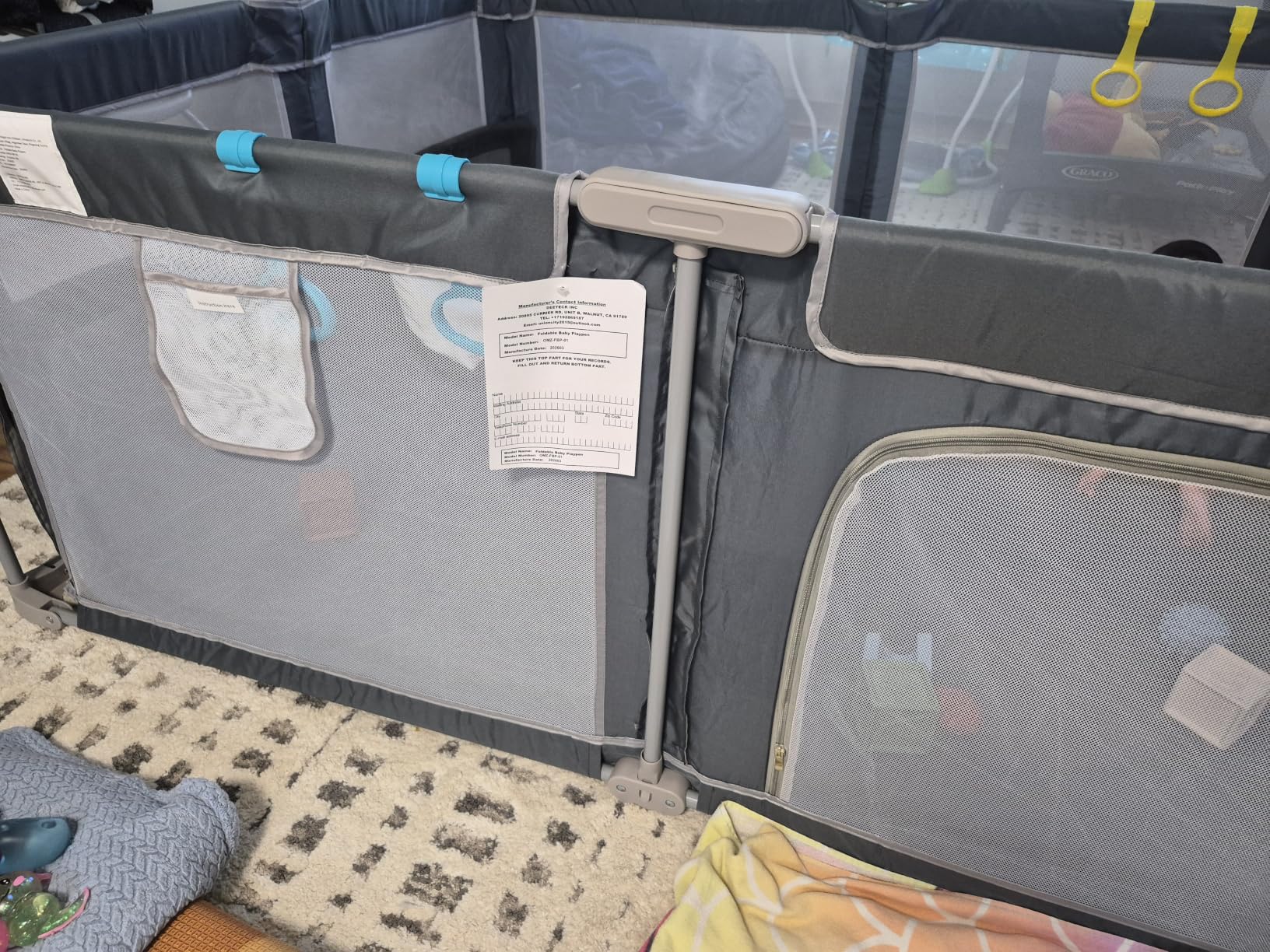 Foldable Baby Playpen - 71x59 Collapsible Play Pen for Babies and Toddlers - Indoor Outdoor Foldable Play Yard with 4 Handles - Folding Baby Playpen with Bag Portable Travel Play Yard customer photo 2