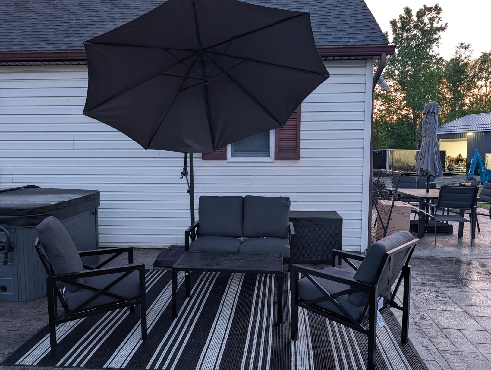 NATURAL EXPRESSIONS Outdoor Patio Furniture 4 Pieces Set, Modern Patio Conversation Sets, Outdoor Sectional Metal Sofa with 5.5 Inch Cushion and Coffee Table, Shale customer photo 1