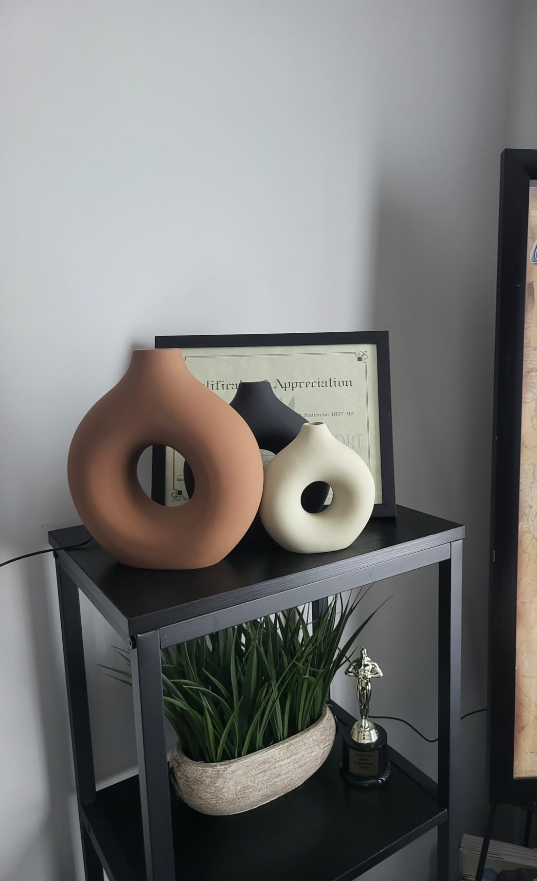 Vanselia Ceramic Vase Home Table Decor - Flower Vases Set of 3 Small Living Room Centerpiece Decorations for Shelf Bedroom Office Kitchen Dining Desk Modern Aesthetic Farmhouse Decorative (Classic) customer photo 2