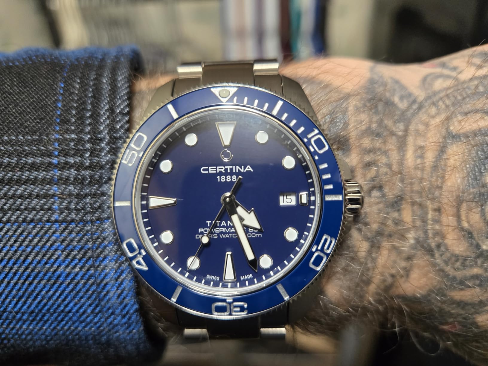Certina DS Action Gent 40.5mm Titanium Automatic Powermatic 80 Nivachron Date Watch, Blue, Titanium customer photo 1