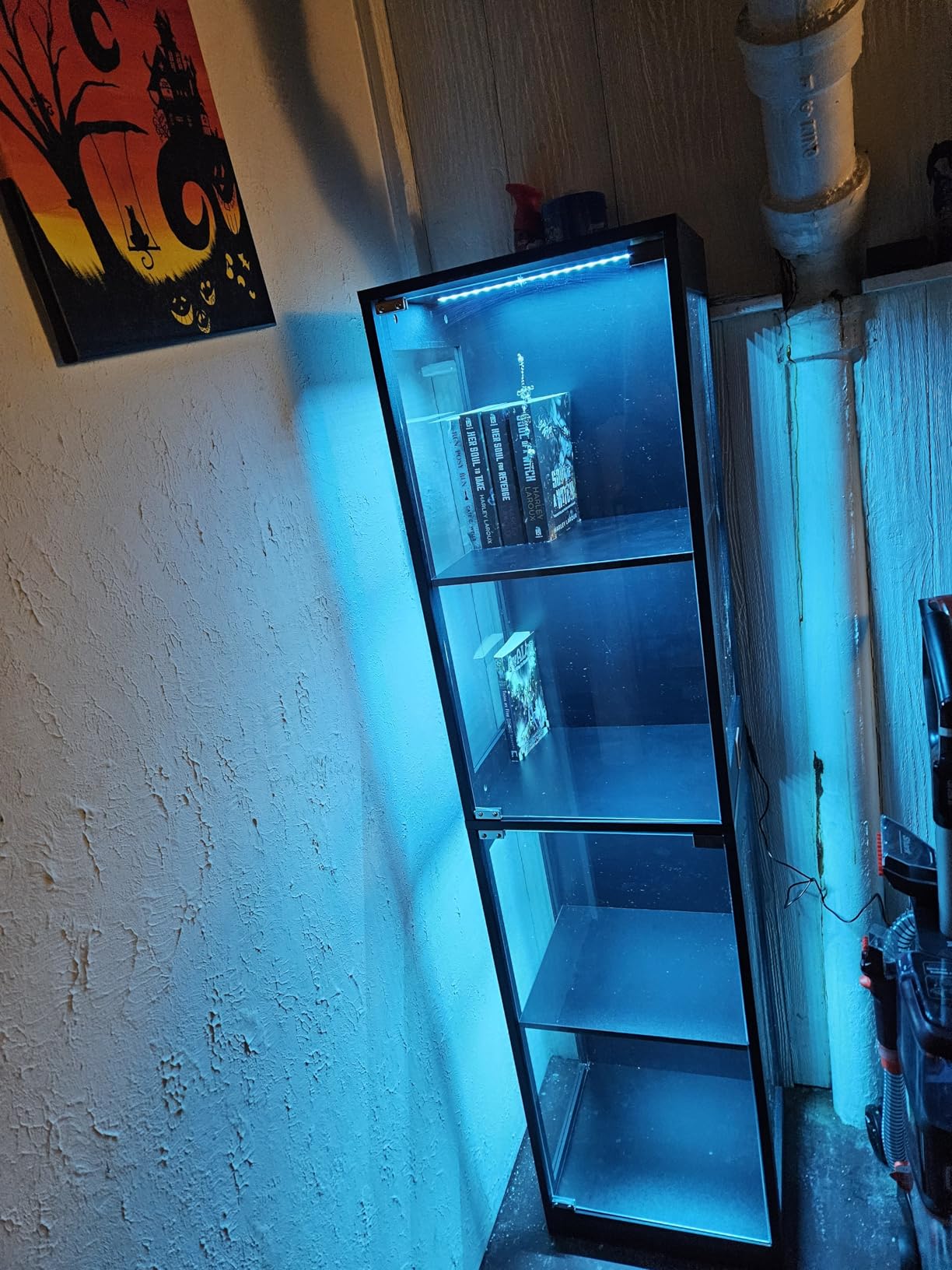 BROTTAR Glass Display Cabinet, 4-Tier Curio Cabinets with 3 Color Lights for Collectibles, Storage Cabinet with Door, Glass Display Case & Bookcase with Human Body Sensor, Black customer photo 2