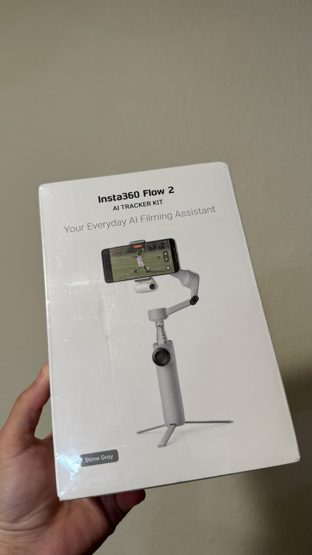 Insta360 Flow 2 Plus AI Tracker Bundle White - Foldable Phone Gimbal, AI Tracking with Any App, Multi-Person Tracking, Built-in Tripod/Selfie Stick, Remote Control, Smartphone Stabilizer, Travel customer photo 1