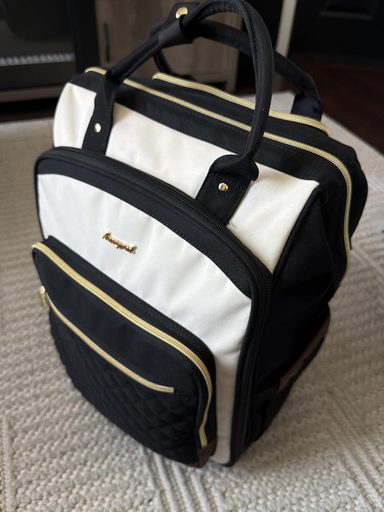 Rolling Backpack for Women, Travel Backpack with Wheels, Dual-Opening Wheeled Laptop Backpack, Stylish Rolling Laptop Bag, Overnight Underseat Carry on Luggage for College Business Work, Beige Brown customer photo 1