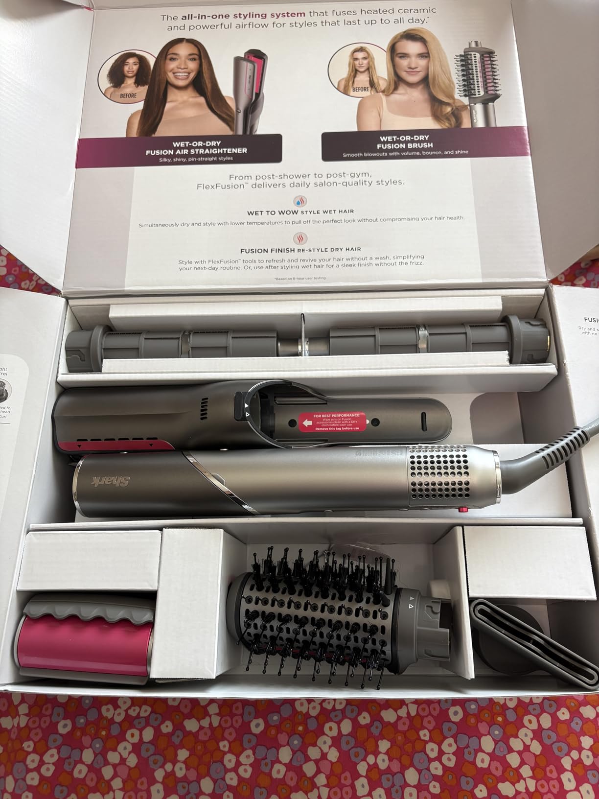 Shark FlexFusion Hair Straightener & Powerful Hair Dryer HD651S (Metallic Mist) - with Fusion Hair Brush, Auto-Wrap Curlers, Concentrator & Frizz Fighter customer photo 2