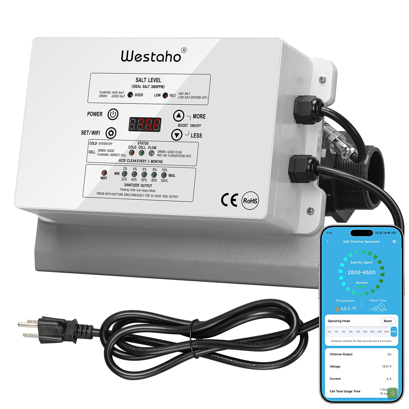 WiFi Salt Chlorine Generator, Westaho Salt Chlorination System with USA Titanium Cell customer photo 1