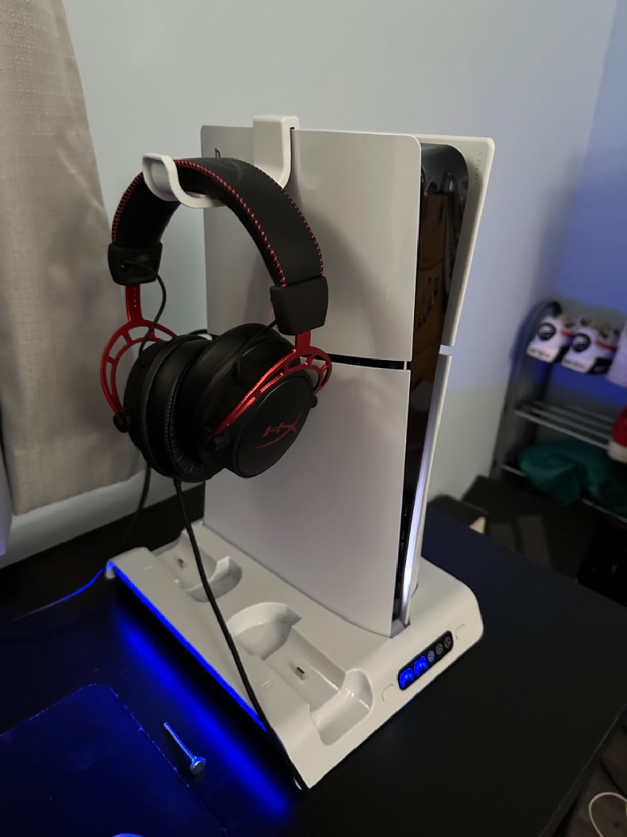 FASTSNAIL Charging Stand with Cooling Fan for PS5 Original/Slim/Pro, Dual Controller Charger Station with 9 RGB Lights, Headset Hook, 3 Cooler Fans and LED, Accessories Kit for PS5/Slim/Pro Console customer photo 1