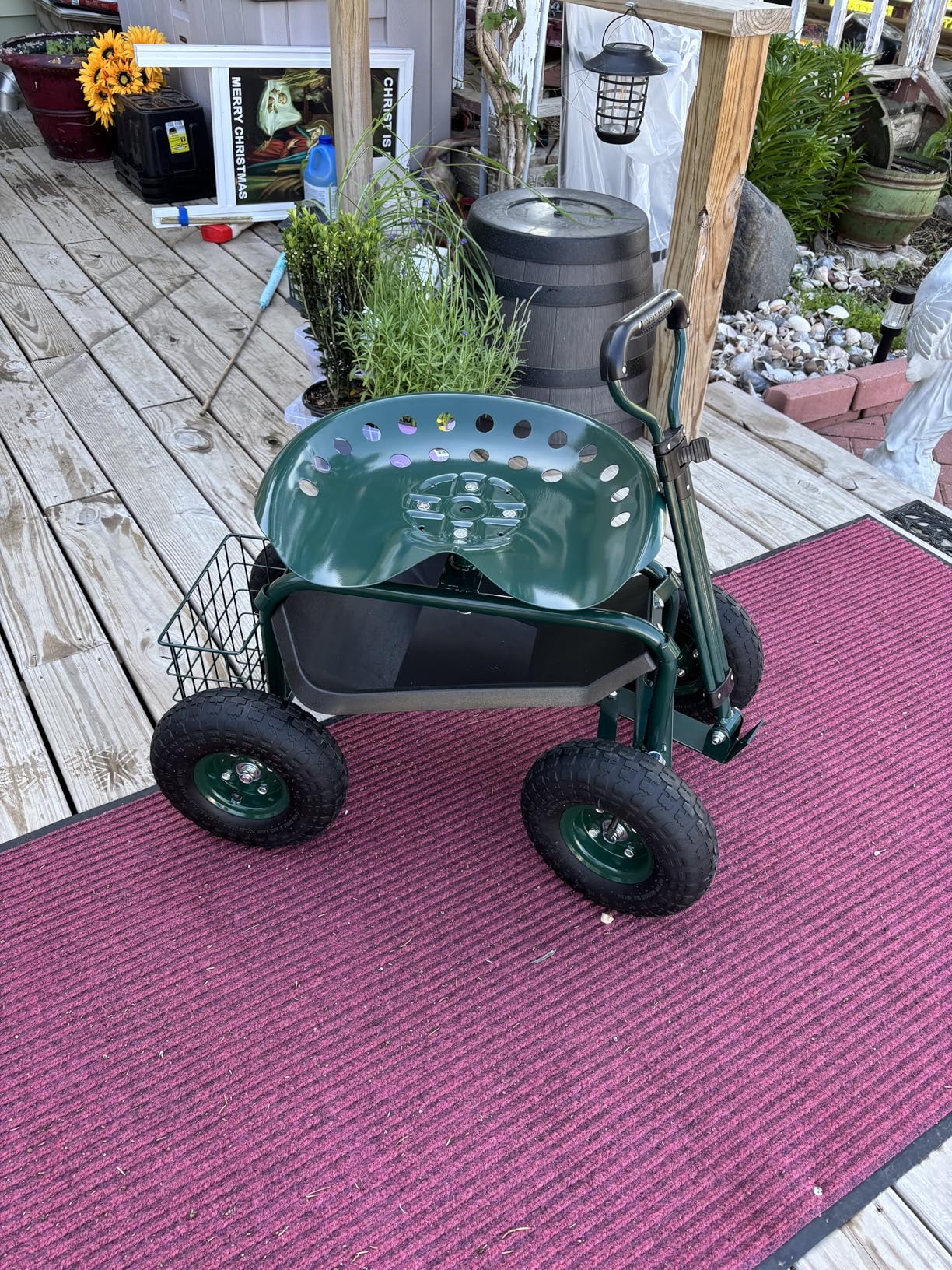 VEVOR Rolling Garden Cart with Seat, Metal Rolling Garden Work Seat with Wheels, Supports up to 400 LBS, Heavy Duty Gardening Cart Scooter customer photo 2