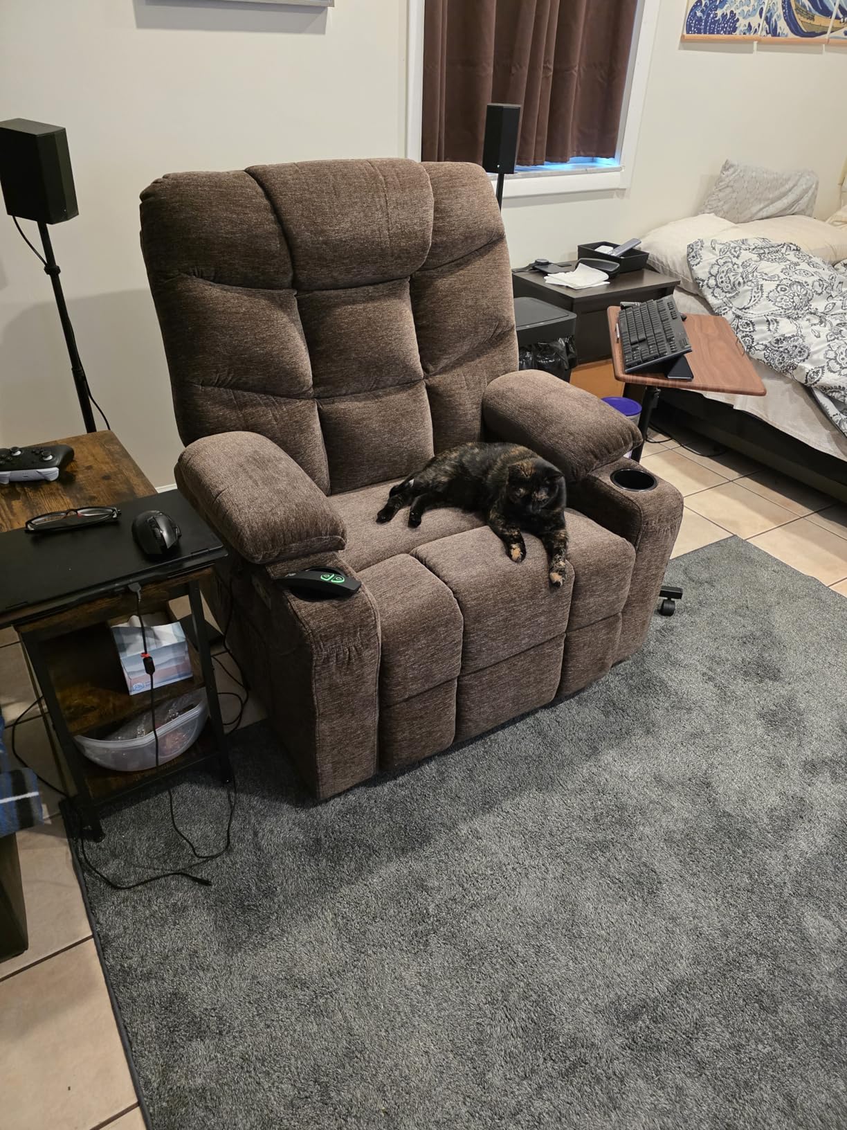 MCombo Oversized Power Lift Recliner Chair with Extended Footrest, Extra Wide for Big and Tall Elderly People, Fabric R7399 (Dark Gray, Large-Oversize) customer photo 1