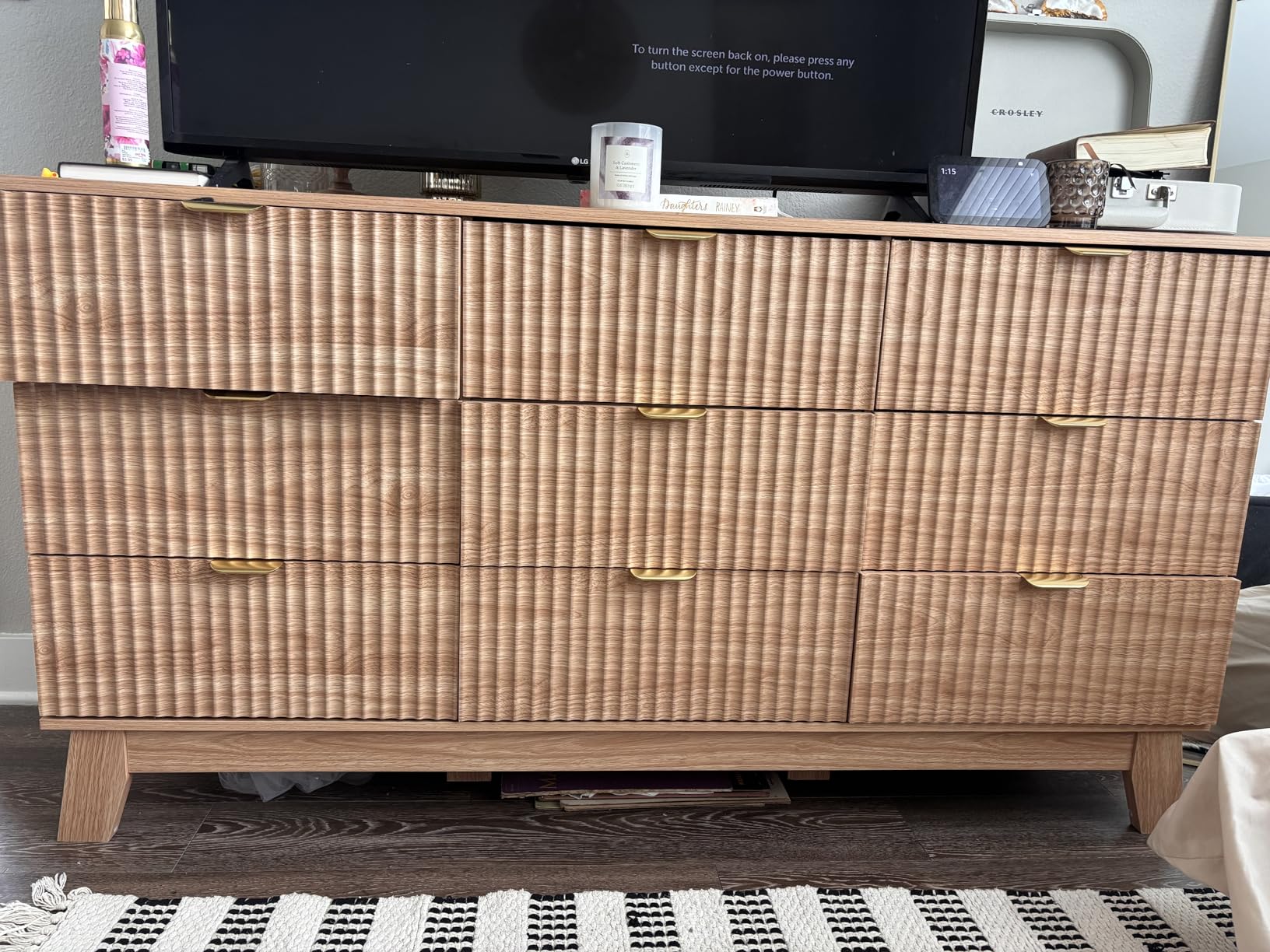 Fluted Dresser for Bedroom with 6 Drawers, 46