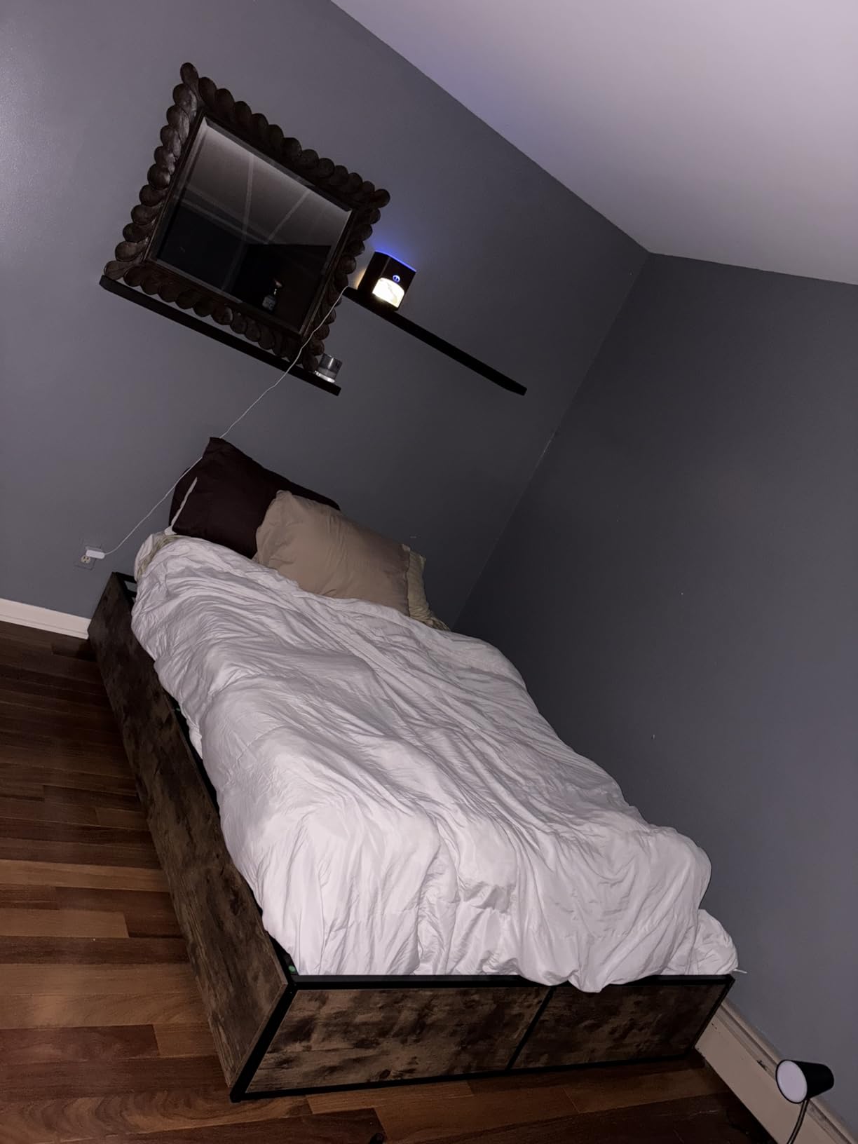 SHA CERLIN Queen Platform Bed Frame with 2 Large Storage Drawers, Rustic Wood and Metal, Noise-Free, Easy Assembly, No Box Spring Needed, Brown customer photo 2