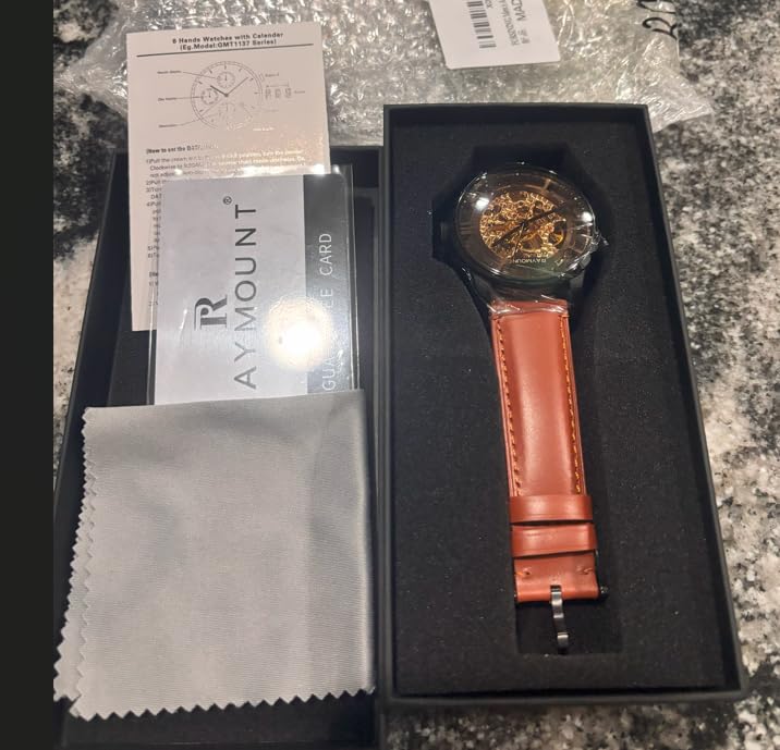 Men's Automatic Watch with Mechanical Movement Skeleton Dial and Leather Band customer photo 1